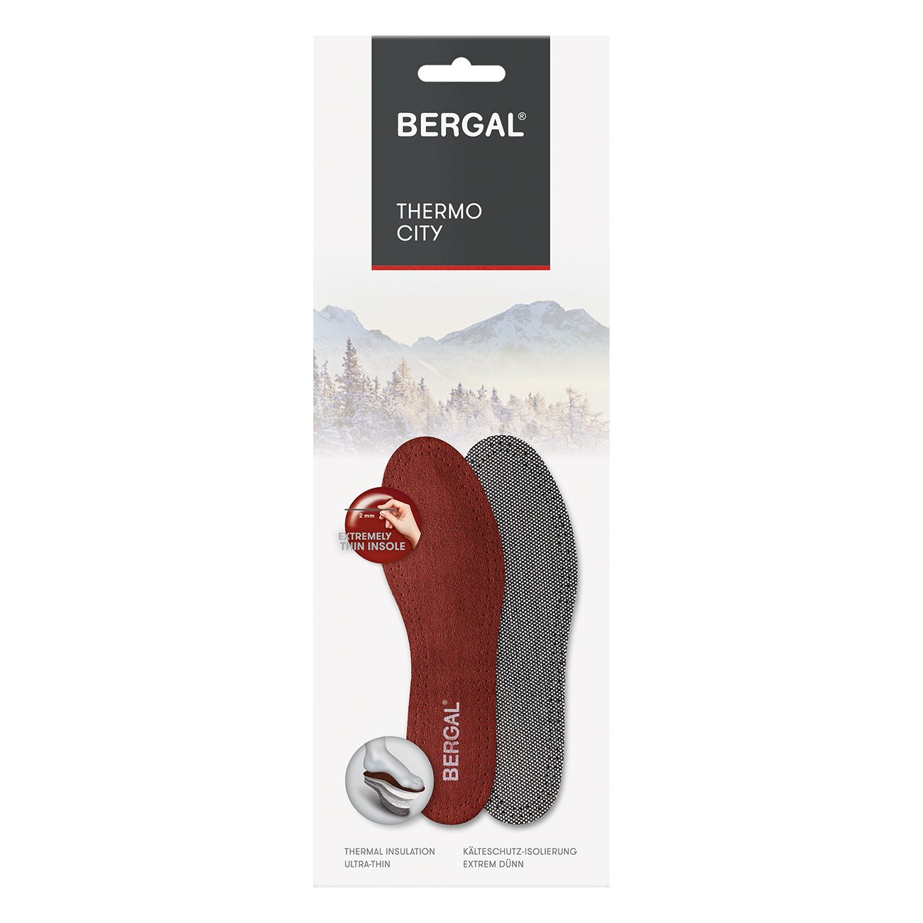 BERGAL THERMO CITY – Ultradünne Winter-Einlegesohlen Mit Alu-Isolierung – 2 Mm Dünn – Für Kalte Tage In Schmalen Schuhen – Größe 41