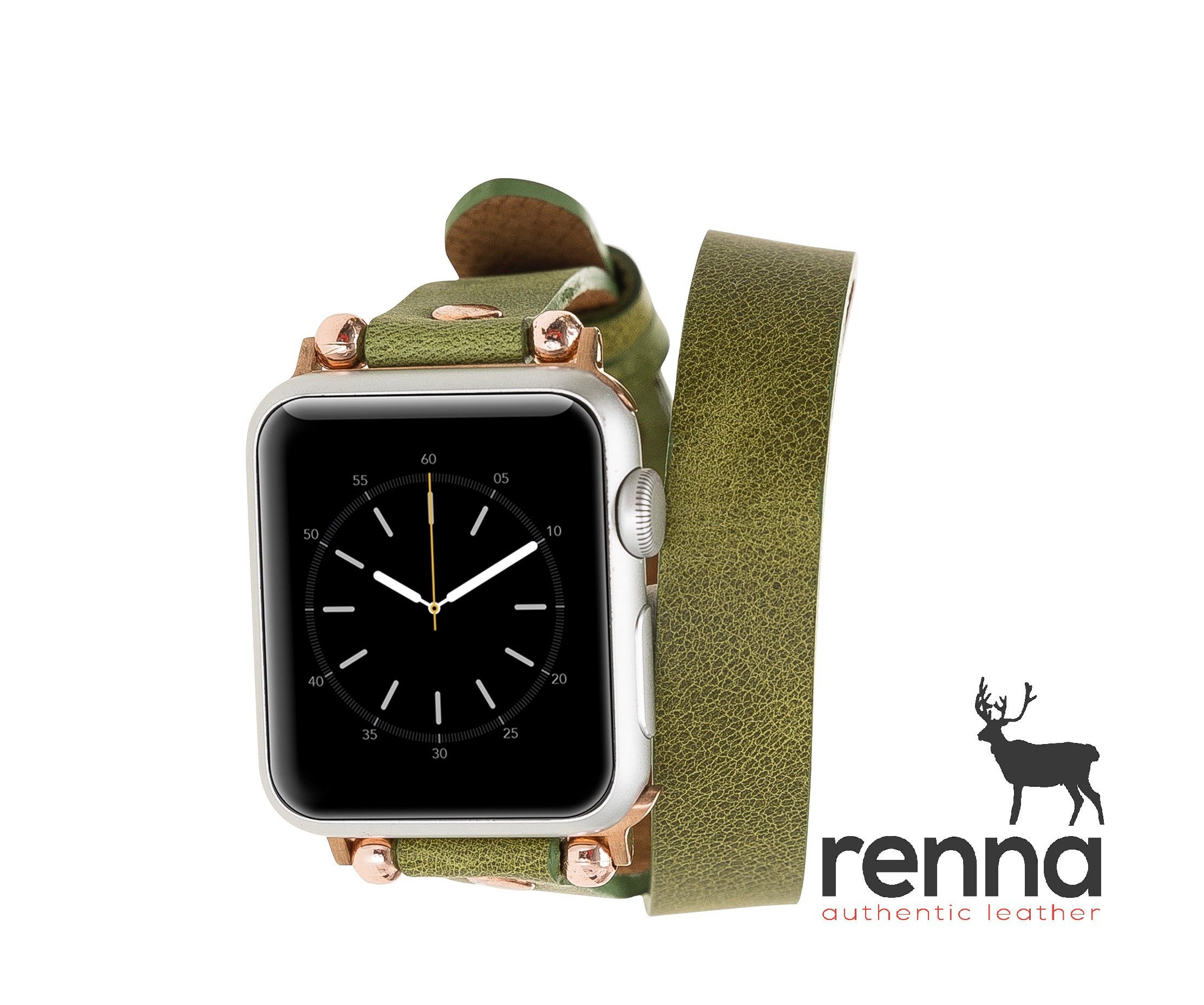 Renna Leather Smartwatch-Armband Double Tour Leder Band für Apple Watch 11/10/9-1/Ultra 3-1/SE3-1