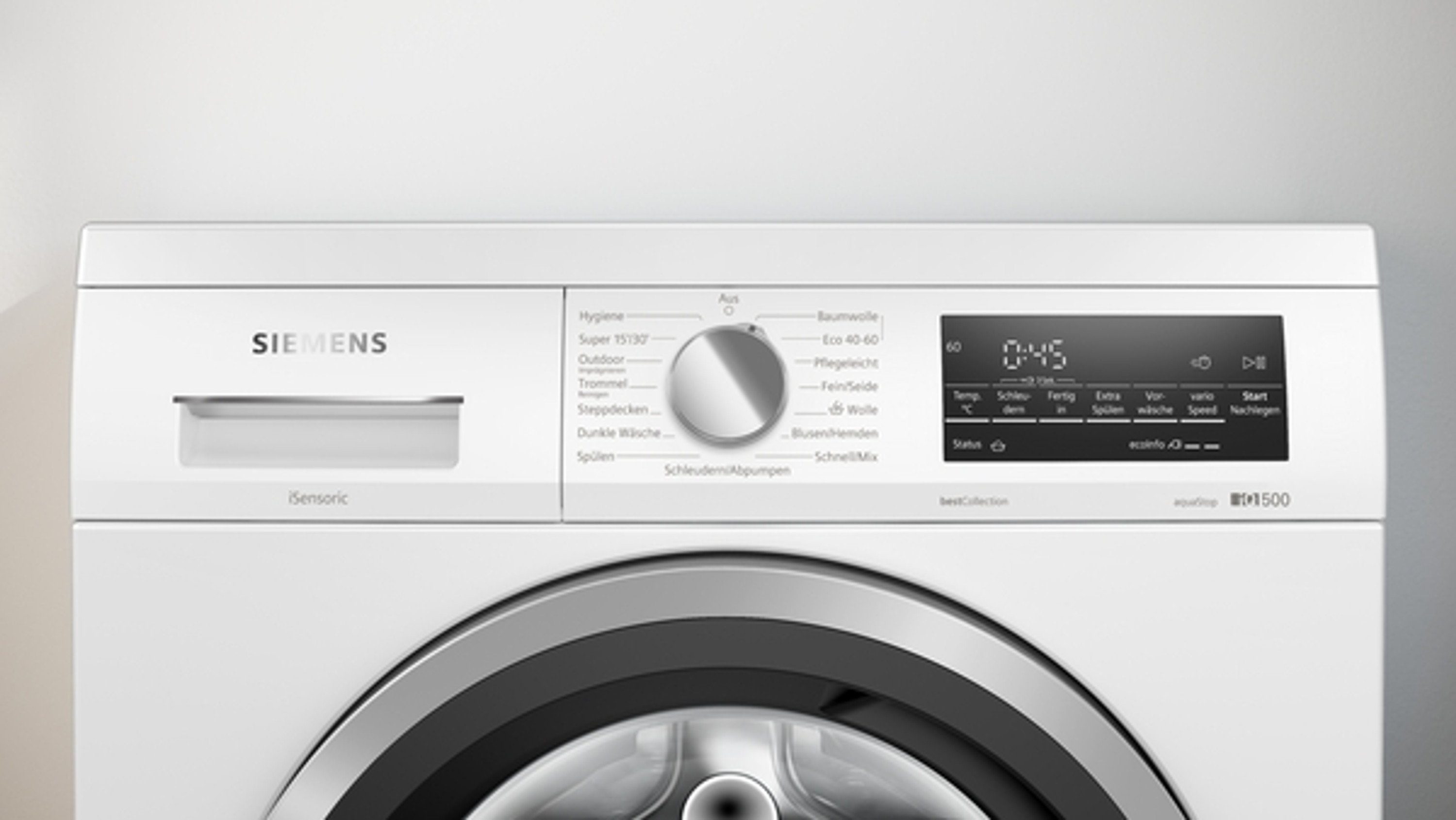 SIEMENS Waschmaschine iQ500 WU14UTG1, 8 kg, 1400 U/min, iQdrive, varioSpeed, Nachlegefunktion, softTrommel