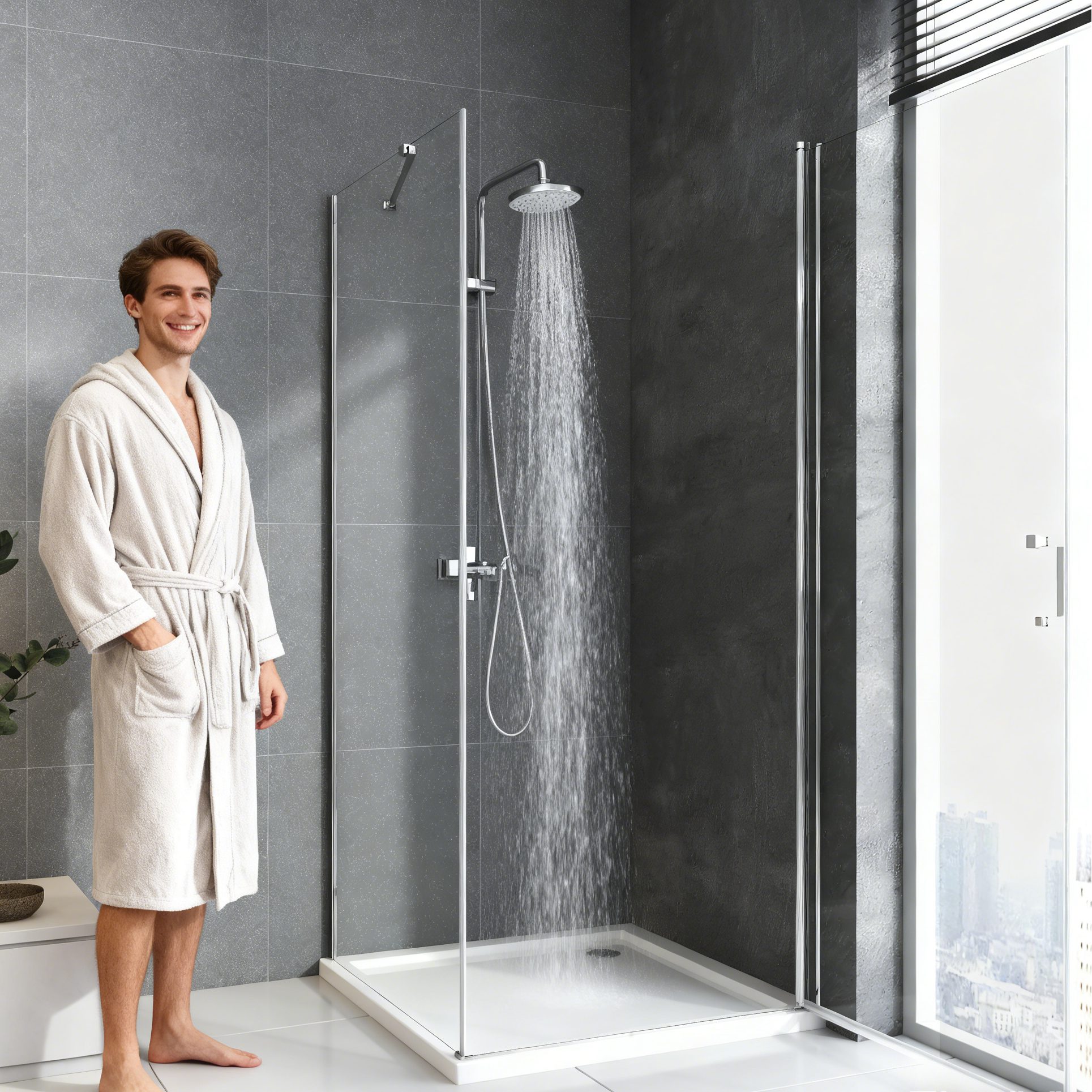 Boromal Eckdusche Duschkabine Eckeinstieg Pendeltür Drehtür mit seitenwand günstig online kaufen