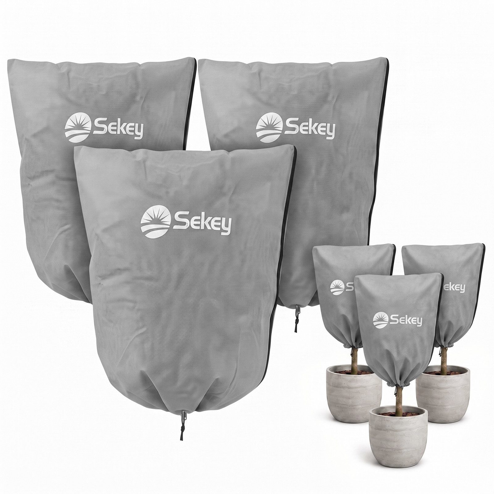 Sekey Winterschutzhaube Winterschutz Frostschutz für Kübelpflanzen mit Reißverschluss Zugband (3-St), 60 x 80cm, Für Kübelpflanzen und Sträucher – Garten, Balkon & Terrasse