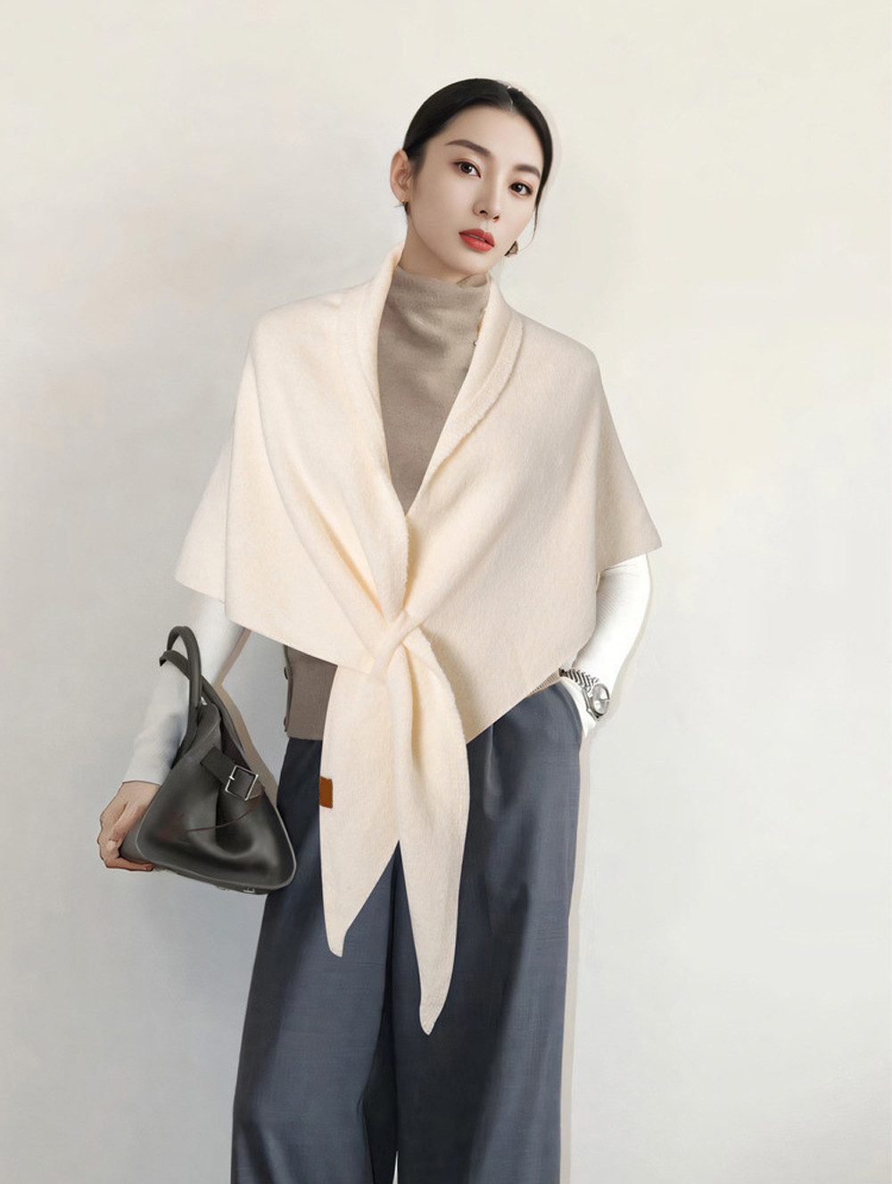 Zaewry Dreieckstuch Damen Dreiecksschal mit Kaschmir-Anteil – Weiches Strick Dreieckstuch, (1-St), im Koreanischen Stil, Leicht & Warm für alle Jahreszeiten