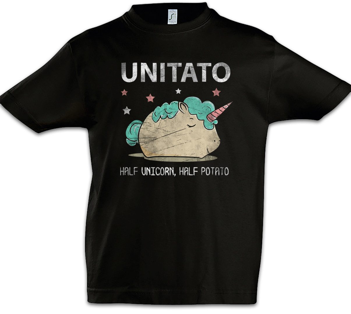 Print-Shirt Unitato Kinder T-Shirt Unicorn Potato Einhorn Regenbogen Rainbow