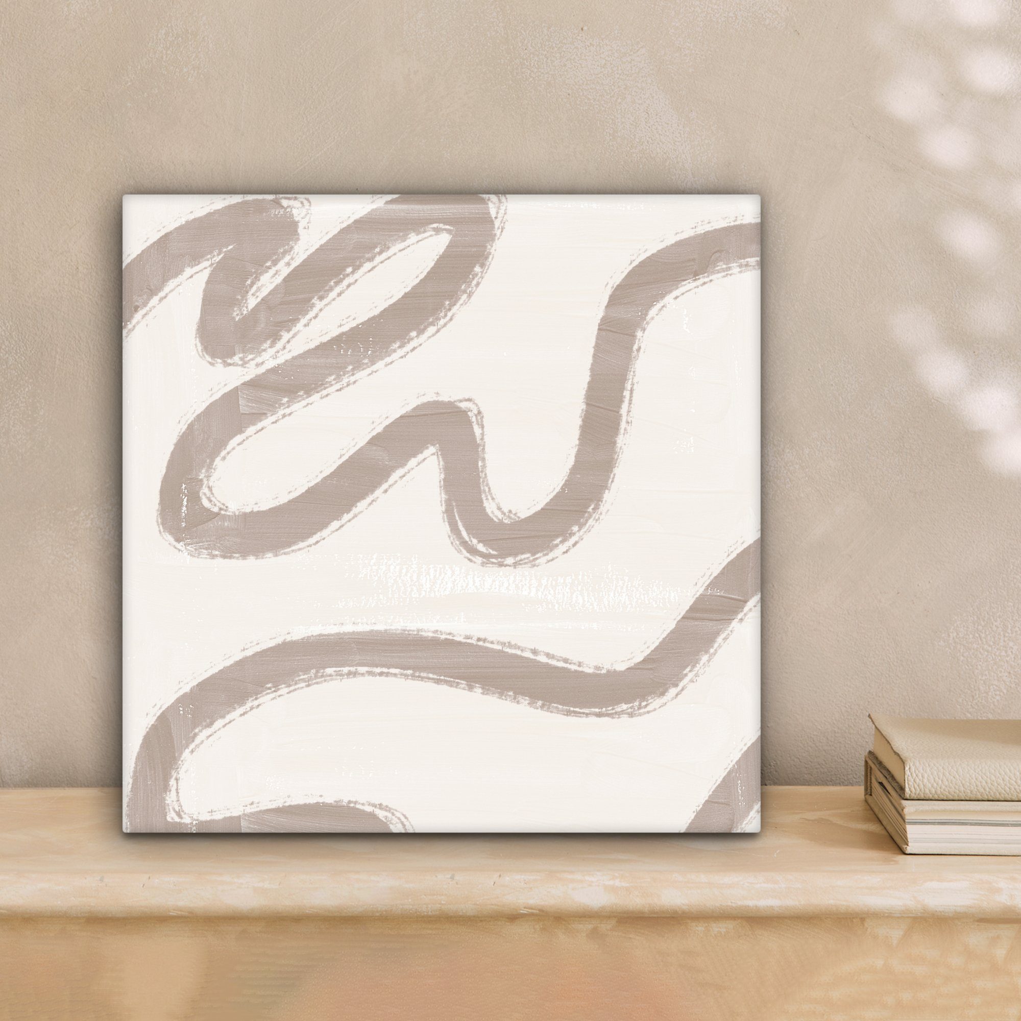 OneMillionCanvasses® Leinwandbild Abstrakt - Kunst - cm Moderne für Beige, 20x20 Leinwand Schlafzimmer, St), Wohnzimmer (1 Bilder