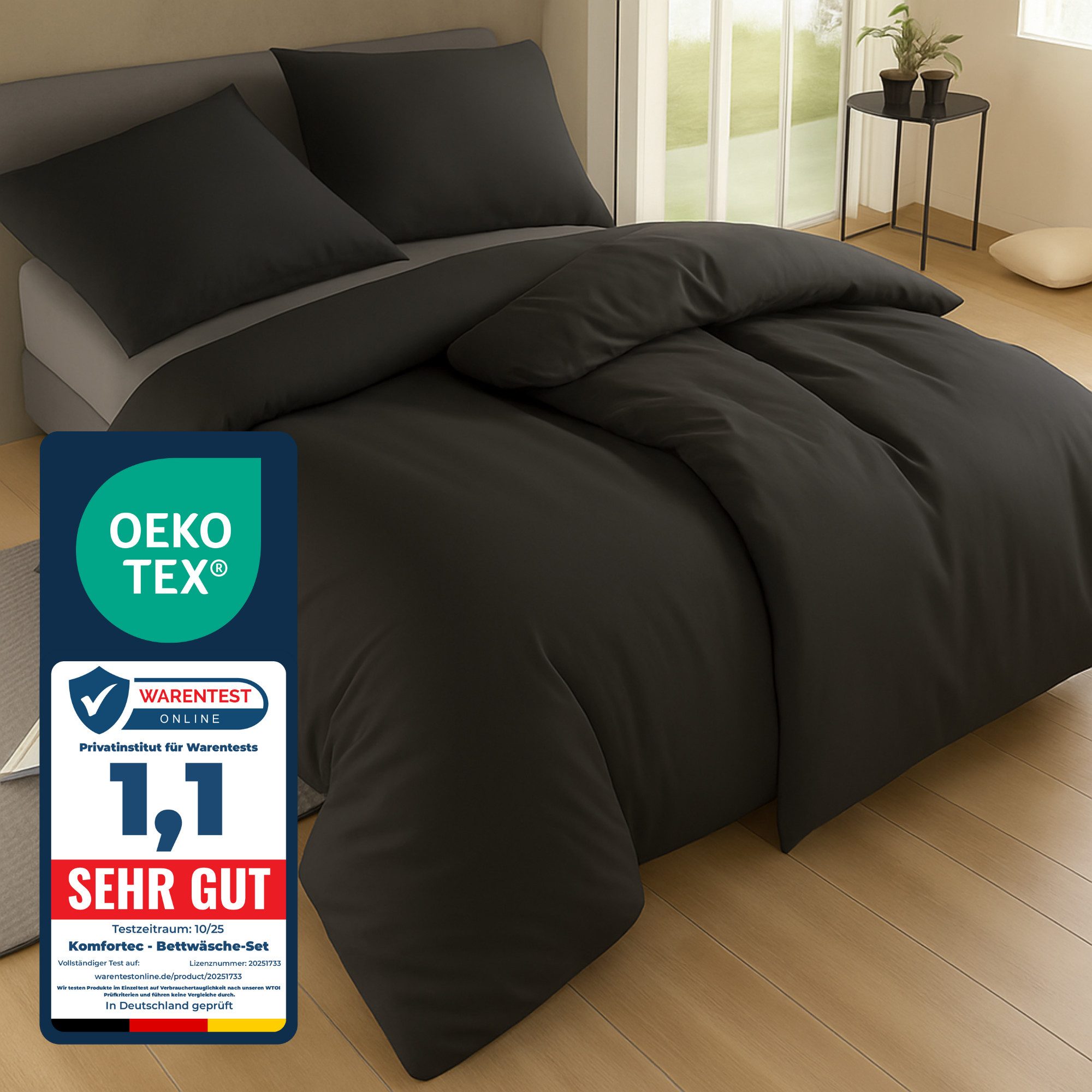 Komfortec Bettwäsche Premium, 135 x 200 bis 220 x 240 cm, 6 verschiedene Größen zur Auswahl, gebürstet 100% Mikrofaser, 4 teilig, Superweiches Bettwäsche-Set, Knitterfrei, Atmungsaktiv