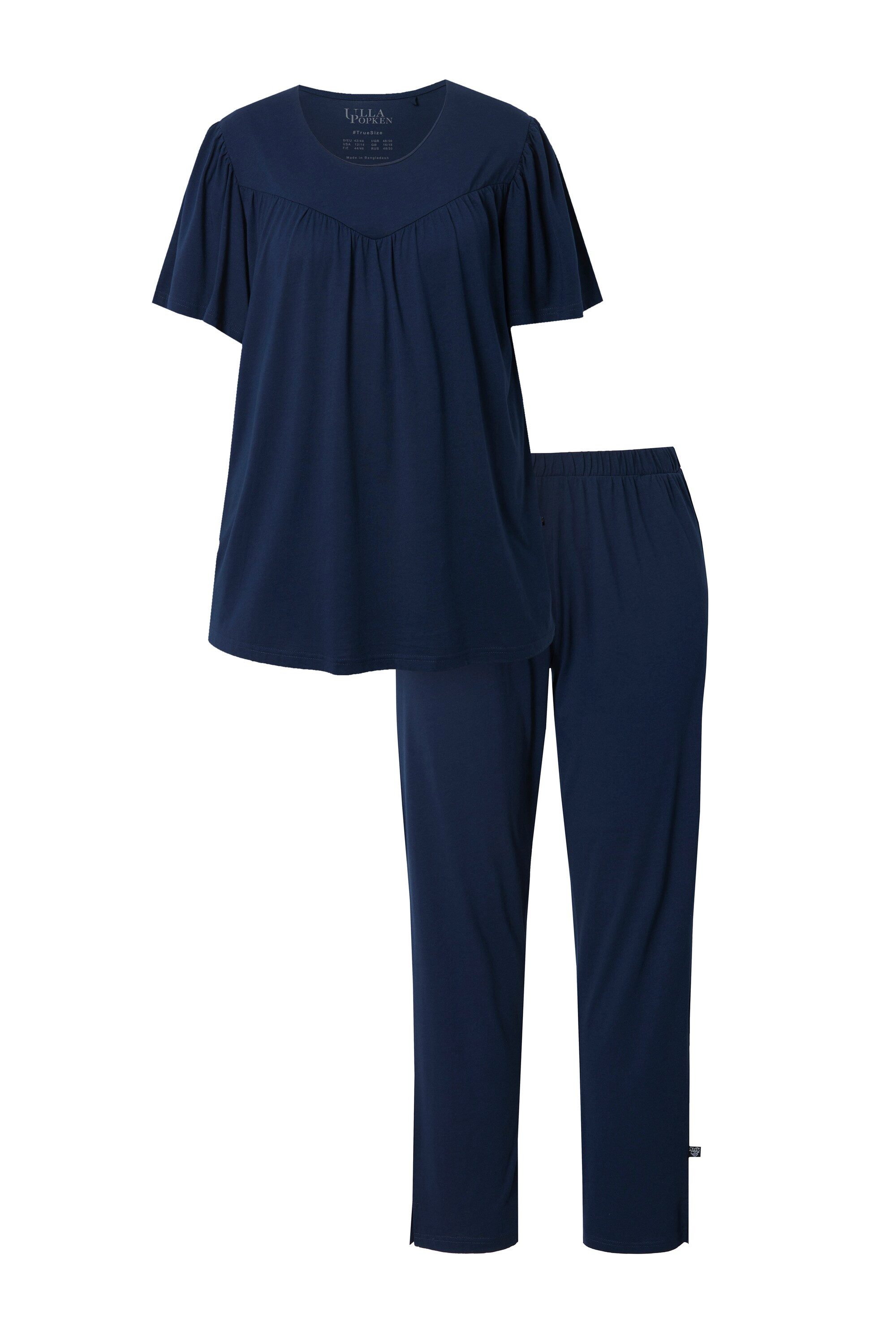 Ulla Popken Pyjama Pyjama Rundhals Flügel-Halbarm günstig online kaufen