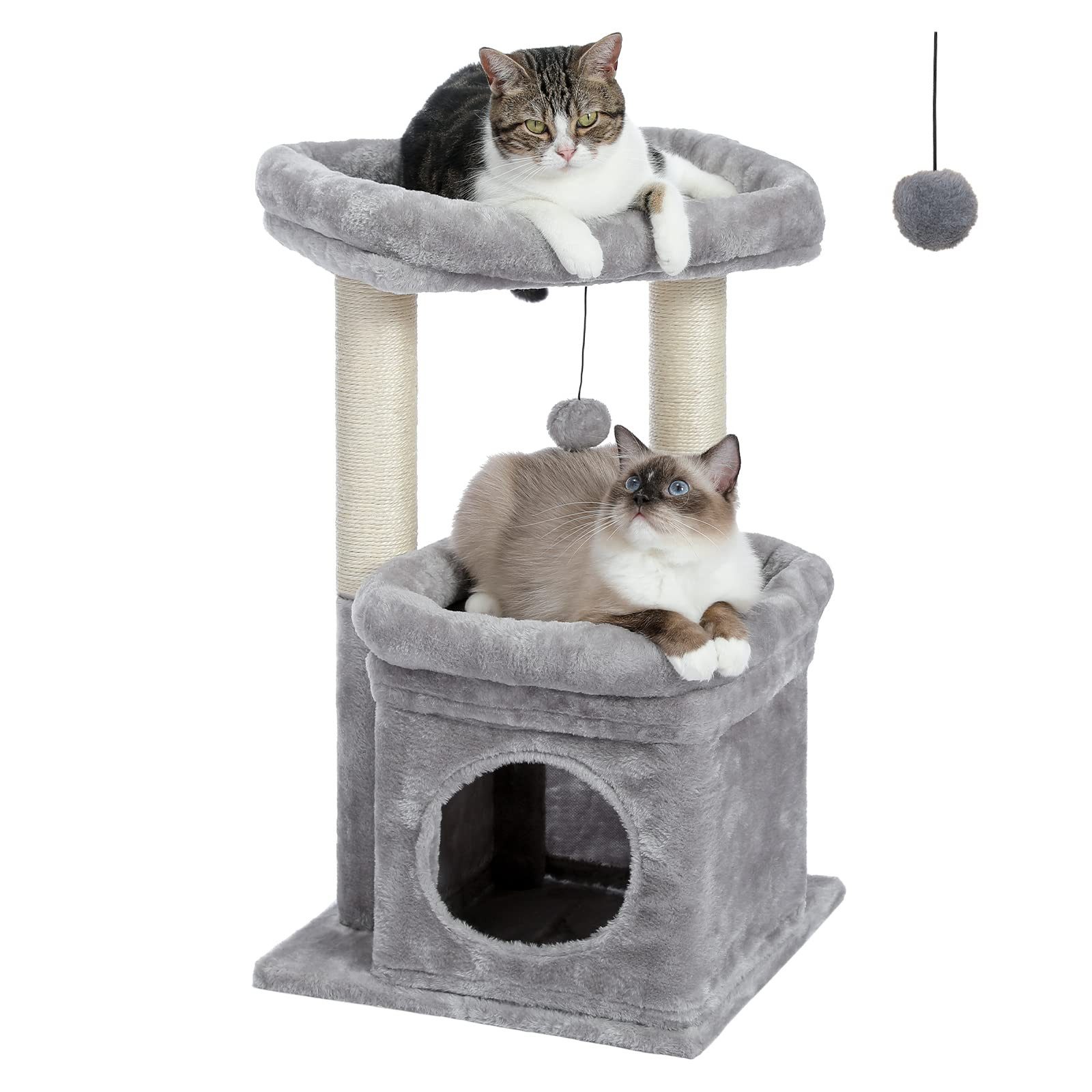Kratzbaum Kratzbaum für Indoor-Katzen mit gemütlichem Katzenhaus, 68cm