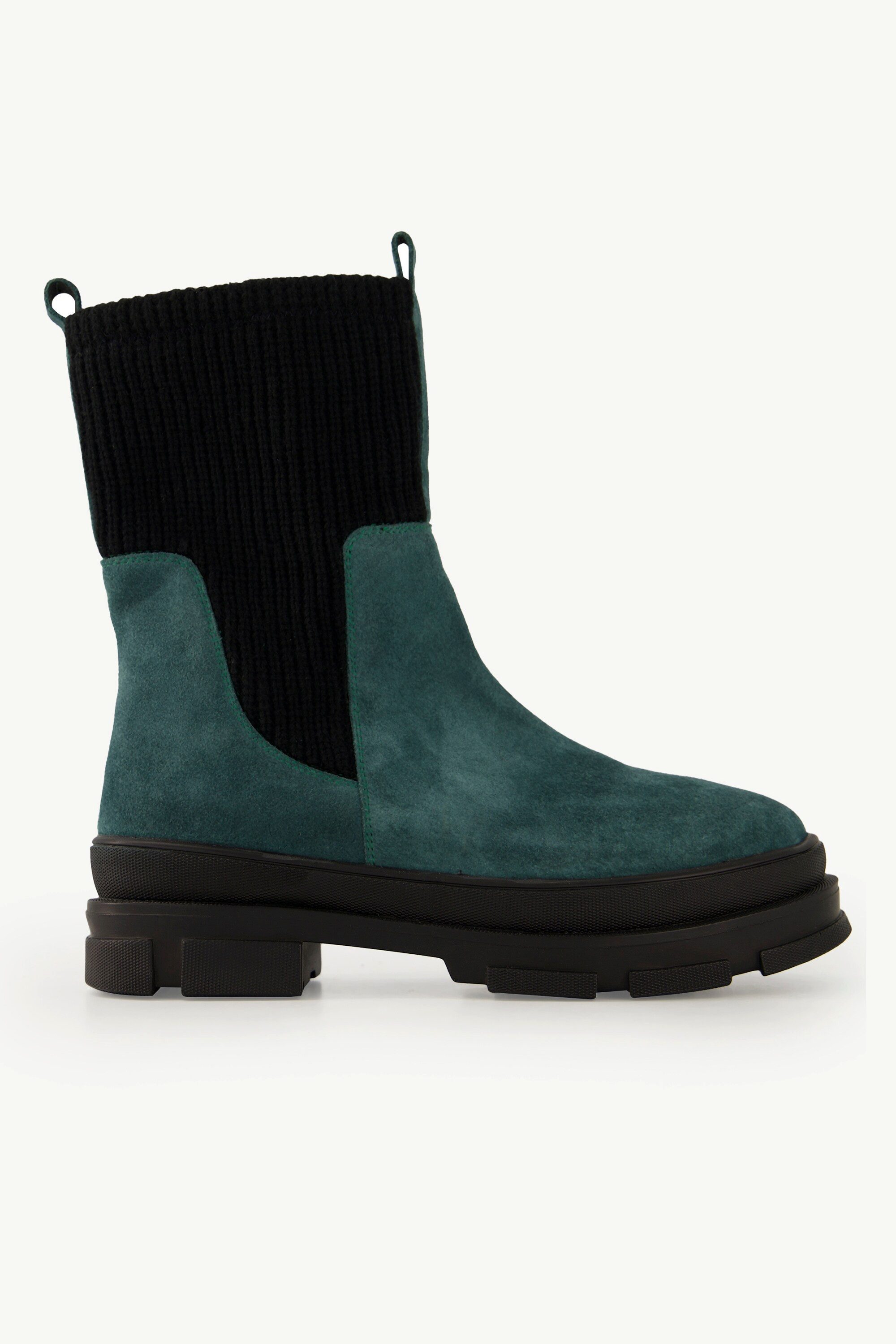 Ulla Popken Leder-Boots Strickeinsatz Wechselfußbett Weite H Stiefel günstig online kaufen