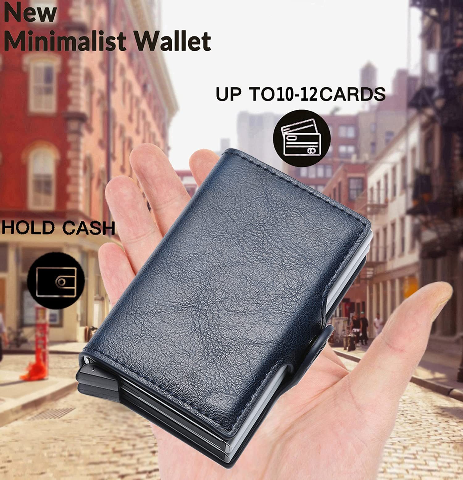 ibettertec Mini Geldbörse, Geldbörse Herren, Leder Geldbörse, Smart wallet mit RFID-Schutz (Men's Wallet, Mini Portemonnaie Herren,Geldbörse mit Münzfach, Slim Portmonnaie Clip, Kreditkartenetui Smart Wallet mit Kartenetui + Münzfach Portmonee), Kreditkartenetui Smart Wallet mit Kartenetui + Münzfach Portmonee