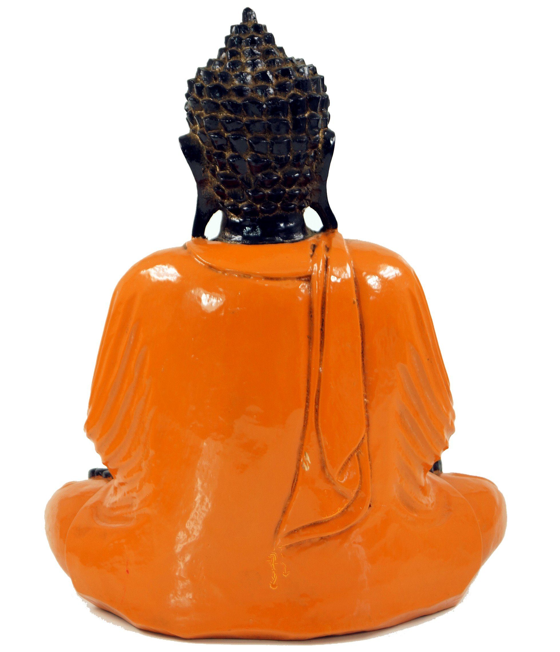 Buddhafigur Buddha im -.. Geschnitzter Guru-Shop orange sitzender Anjali Mudra