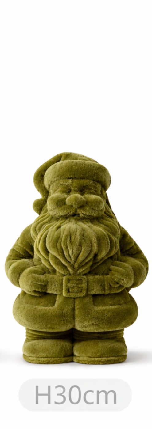 finehomegarden Weihnachtsmann Santa Nikolaus grün beflockt H30cm+H40cm+H50cm Weihnachtsmann (1 St), Skulptur Poly Weihnachten Figur 3Größen wählbar