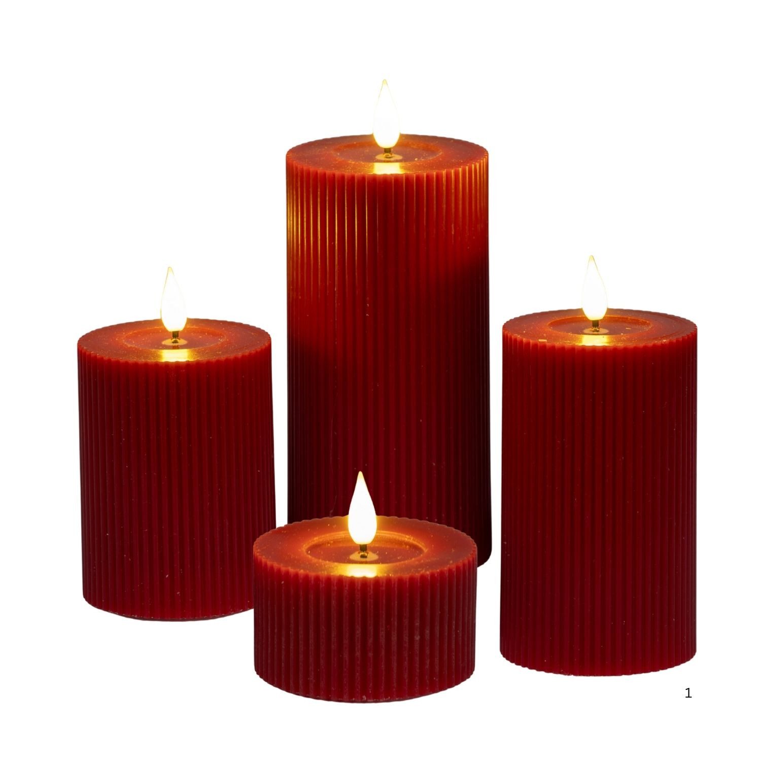 formano LED-Kerze Streifen, LED, Höhe: 4cm, Farbe: Rot, Motiv: Rillen