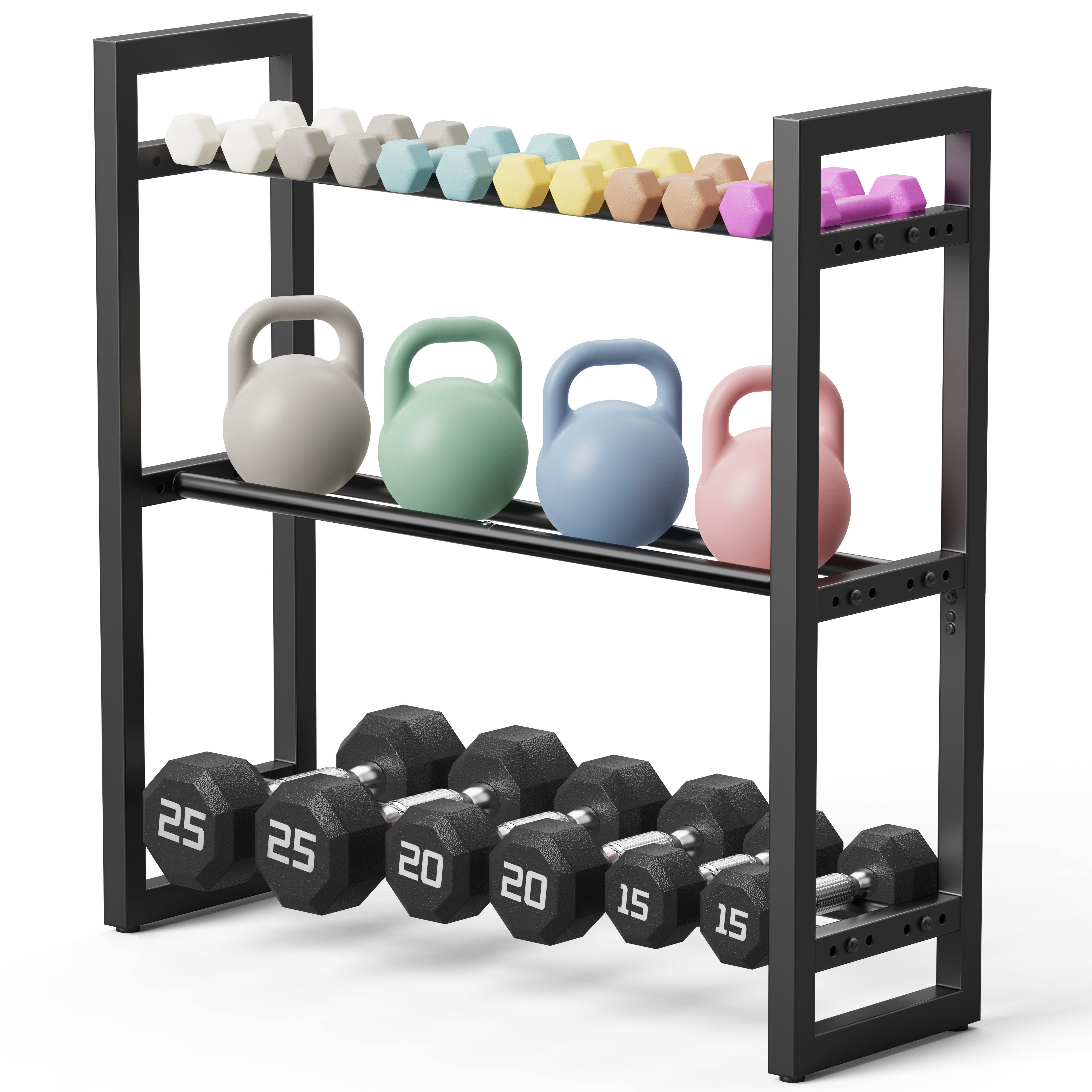 niffgaff Kurzhantelständer Verstellbarer Hantel- und Kettlebellständer, 3-stufig, (1-St), Gewichtsregal für Home Gym, platzsparend mit 163KG Tragkraft