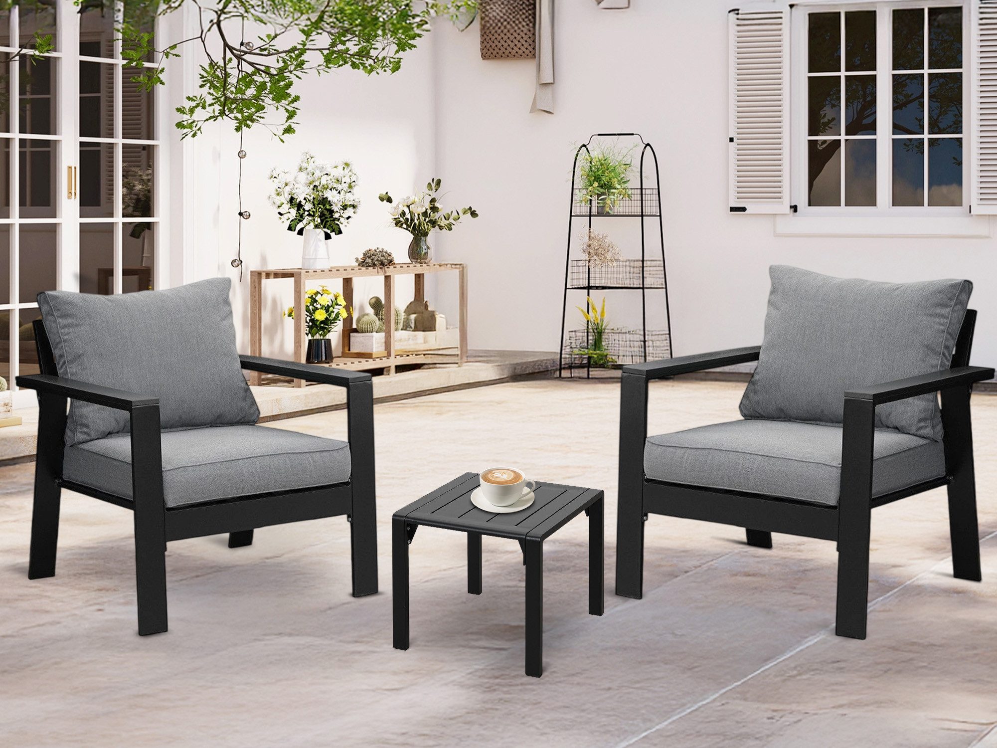 MeXo Gartenlounge-Set Kleines Lounge-Gartenmöbelset, (Balkonmöbel Set günstig online kaufen