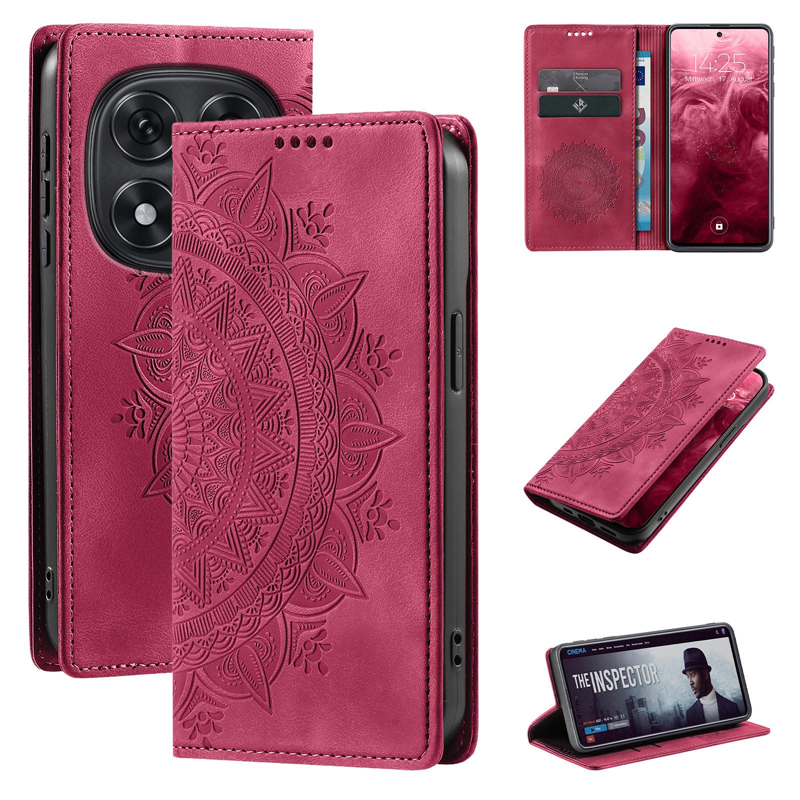 Tec-Expert Handyhülle Mandala Hülle Cover für Xiaomi Redmi Note 15 Pro+ 5G 6.83 Zoll, 6.83, Klapphülle Case Tasche mit Kartenfächern und RFID Schutz