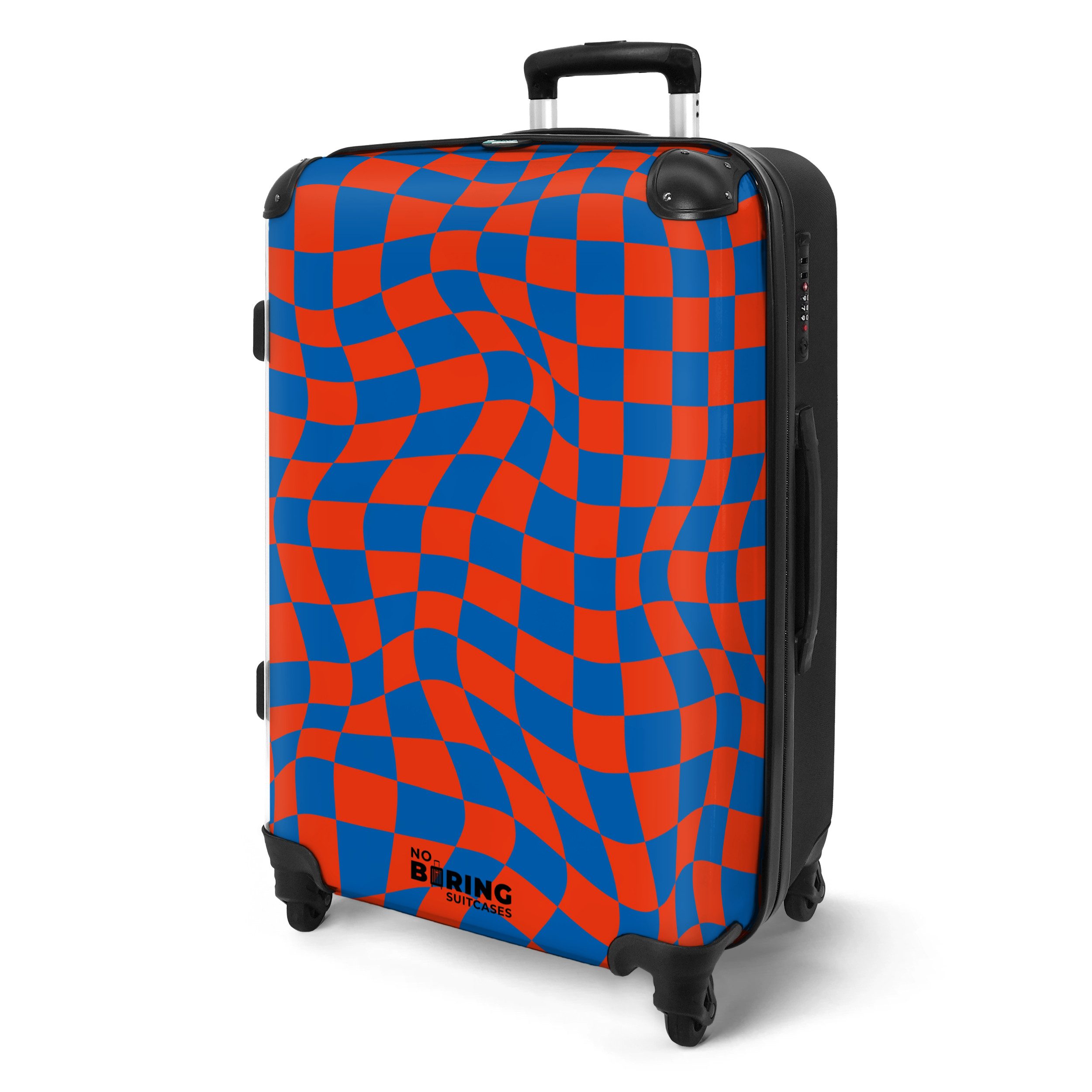 NoBoringSuitcases.com© Hartschalen-Trolley Gewellter rot-blau karierter Dru günstig online kaufen
