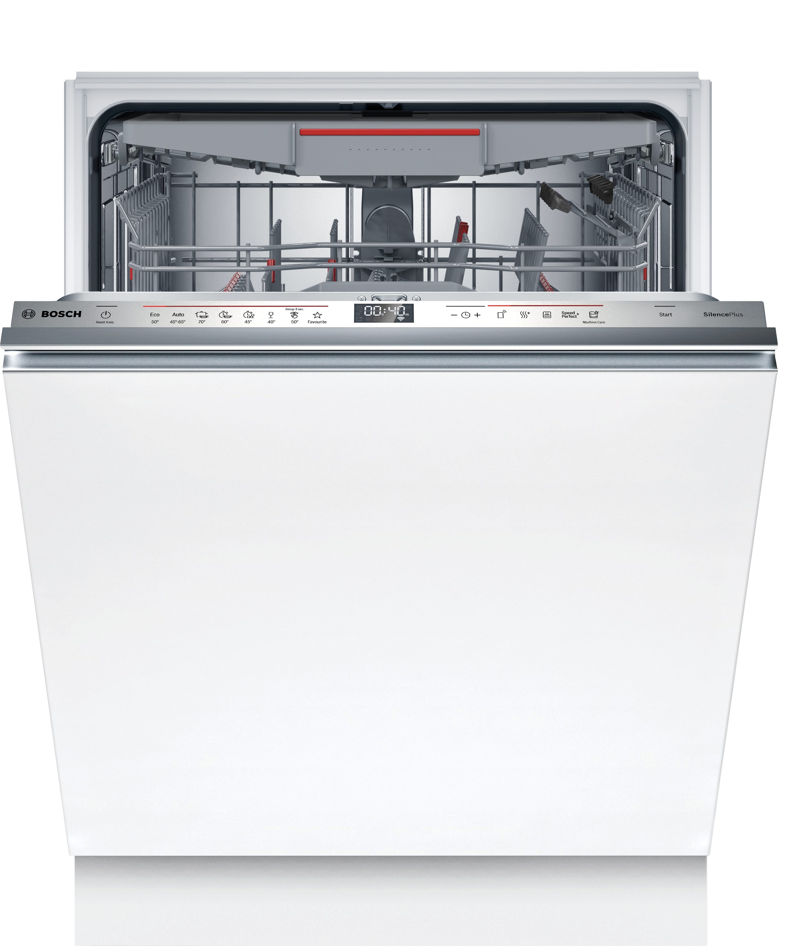 BOSCH vollintegrierbarer Geschirrspüler Serie 6 SMD6ECX12E, 14 Maßgedecke, Flexible, leicht laufende Max Flex Körbe & informatives Time Light