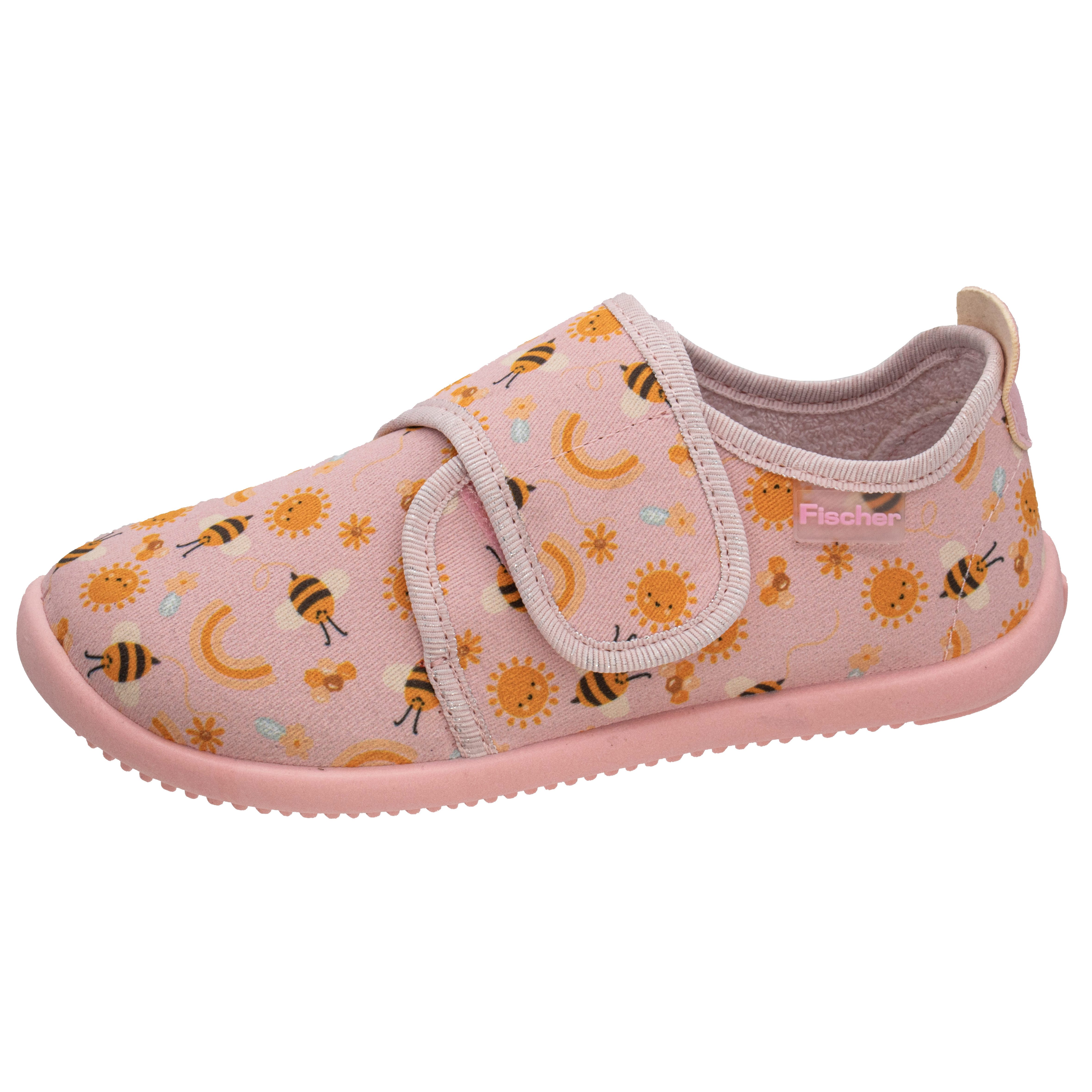 Fischer-Markenschuh Softer Hausschuh für Kinder, aus Baumwolle, mit Frotteefutter, Klettverschluss
