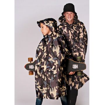 Rainkiss Regenponcho Jungle Camo Regenponcho Poncho Kinder Integrierte Aufbewahrungstasche