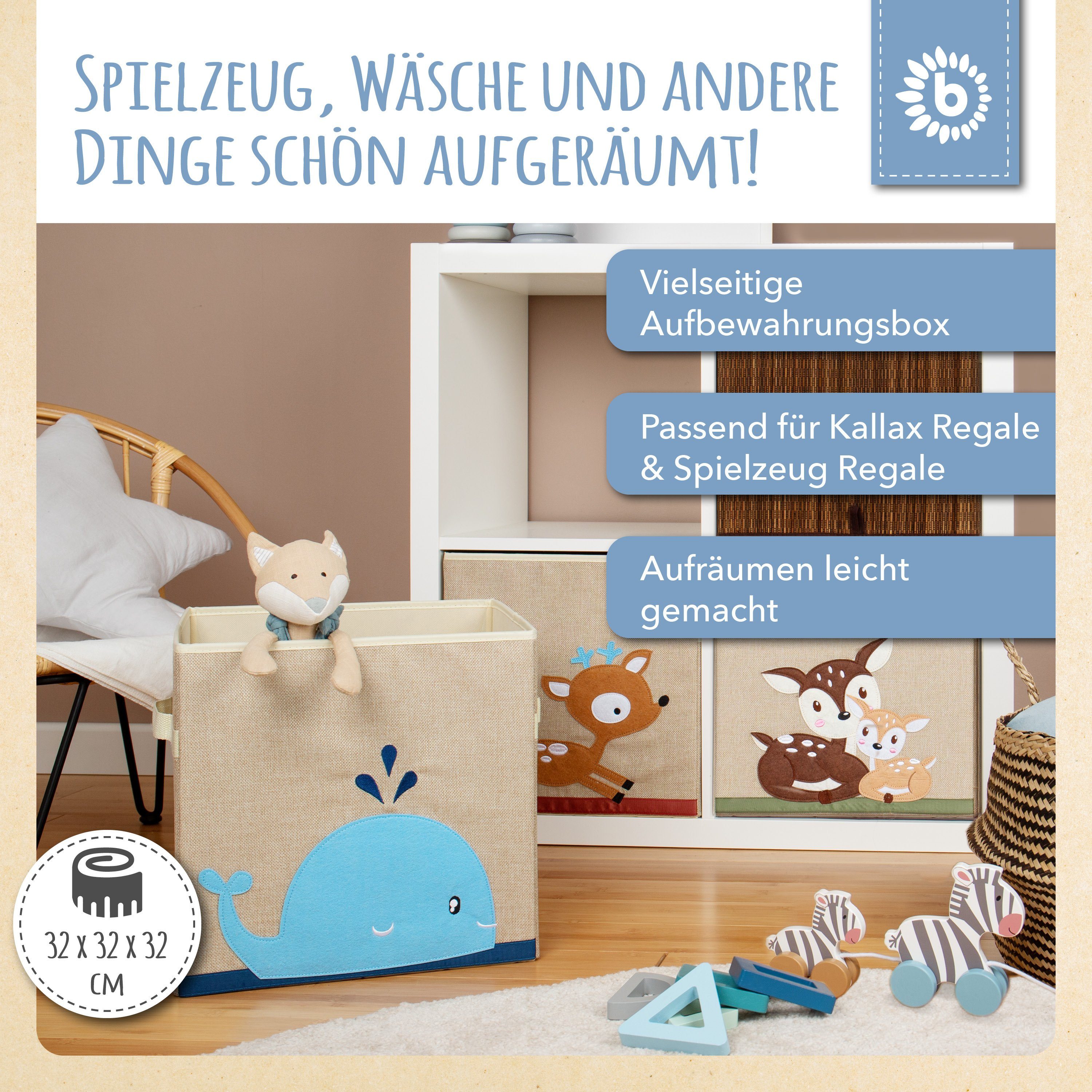 BIECO Spielzeugtruhe Bieco Kinder Aufbewahrungsbox Wal 36L, faltbar Kallax günstig online kaufen