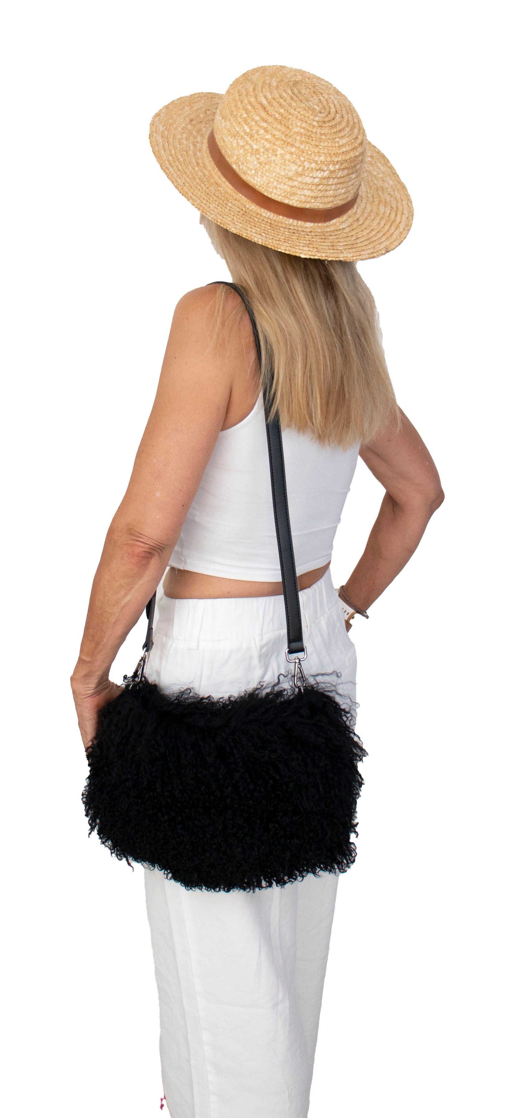 Reissner Lammfelle Handtasche Damen Handtasche SONJA aus echtem Tibet Lammfell 35x15cm – Bild 2 von 4