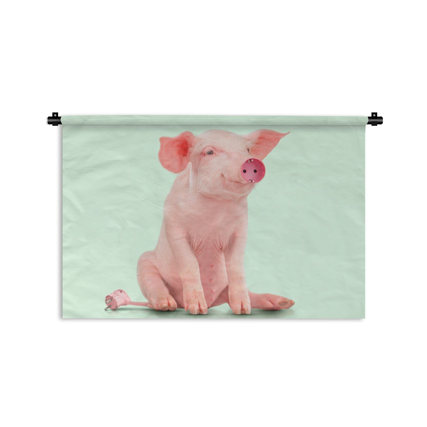MuchoWow Wanddekoobjekt Schwein - Rosa - Sockel - Tiere, Wanddeko für Wohnzimmer, Schlafzimmer, Kleid, Wandbehang, Kinderzimmer