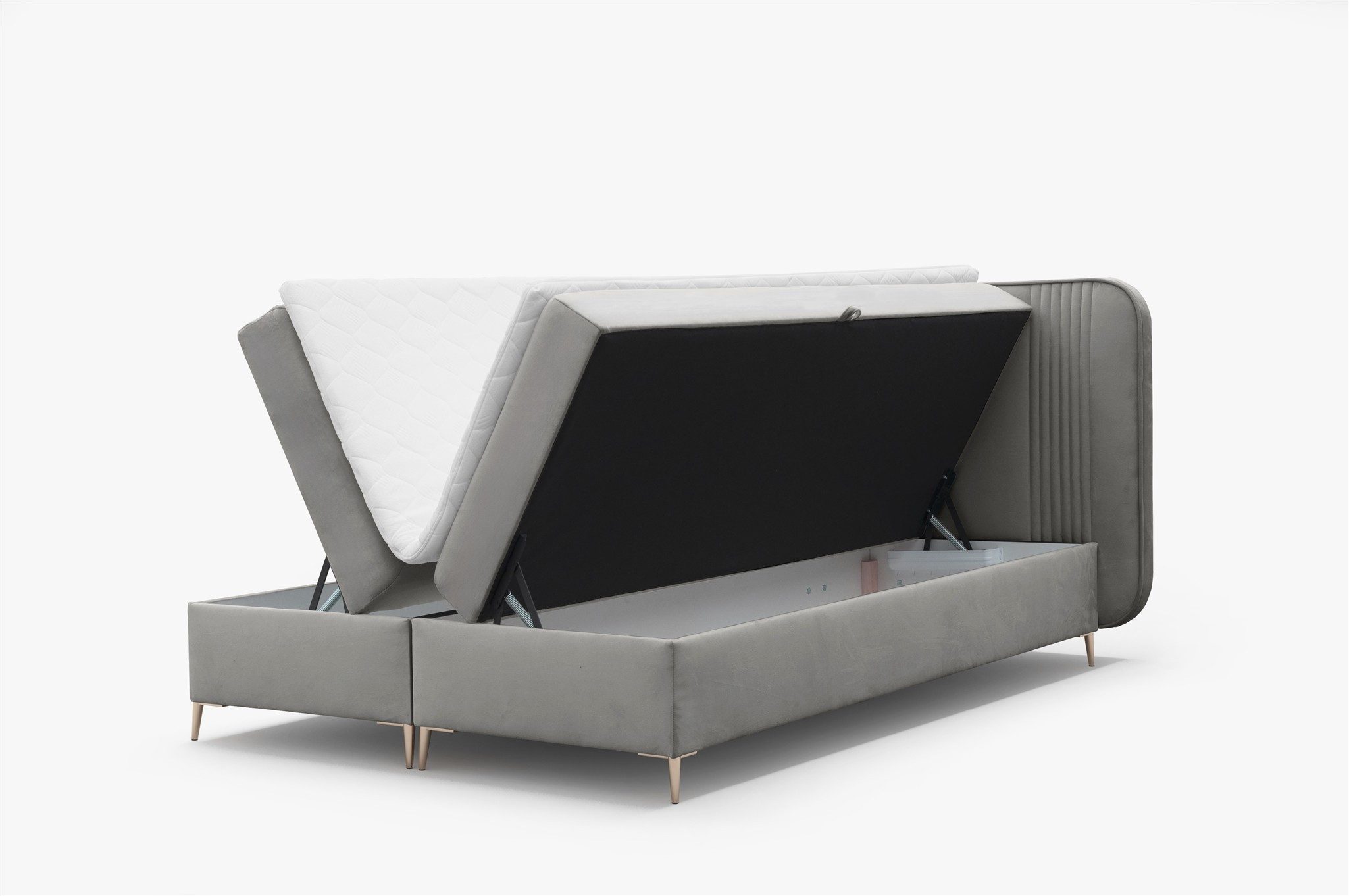 Fun Möbel Boxbett Bett Schlafzimmerbett AVERY PREMIUM in Veloursstoff Magic Velvet (mit Taschenfederkernmatratzen, inkl. Viscoschaumtopper und Bettkästen), Auch mit Bonellfederkernmatratze und Kaltschaumtopper erhältlich!