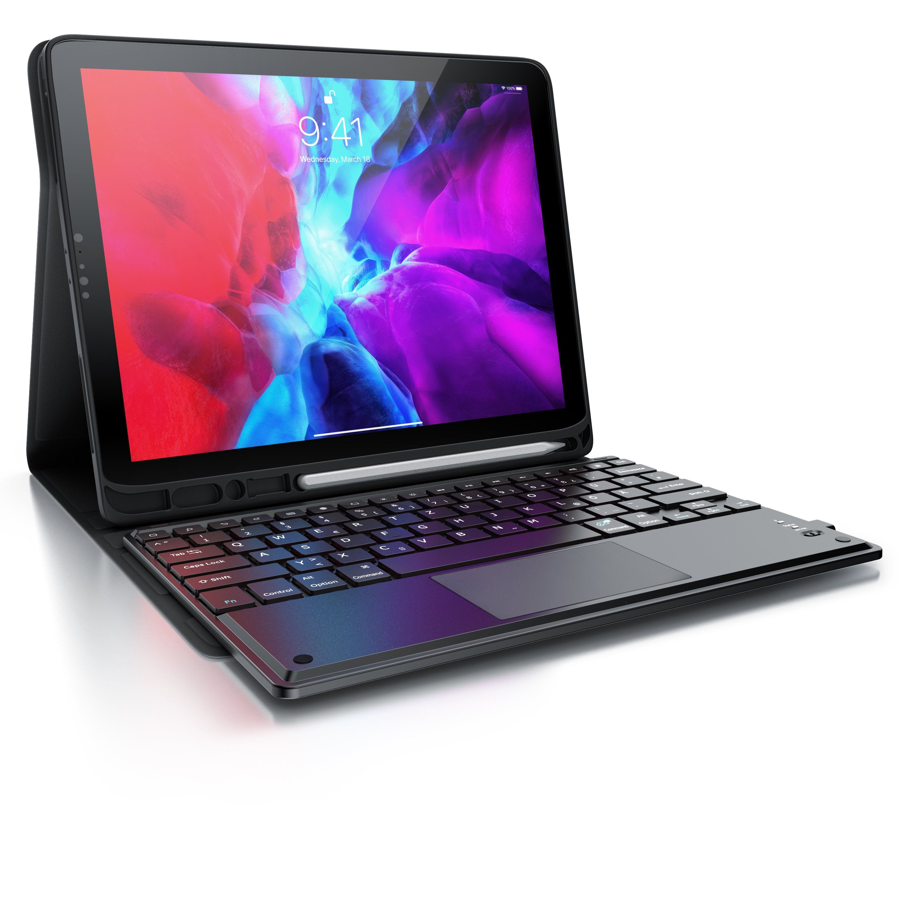 Bluetooth, kompatibel mit iPad Pro 12,9 Zoll Gen 3 + 4, mit Case Tablet-Tastatur