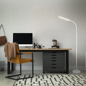 Briloner Leuchten Stehlampe 1472016, dimmbar, schwenkbar, Touch, Speicherfunktion, LED fest verbaut, Warmweiß, Stehleuchte, 126,5 x 21 x 66 cm, Weiß, 6W, Wohnzimmer, Schlafzimmer