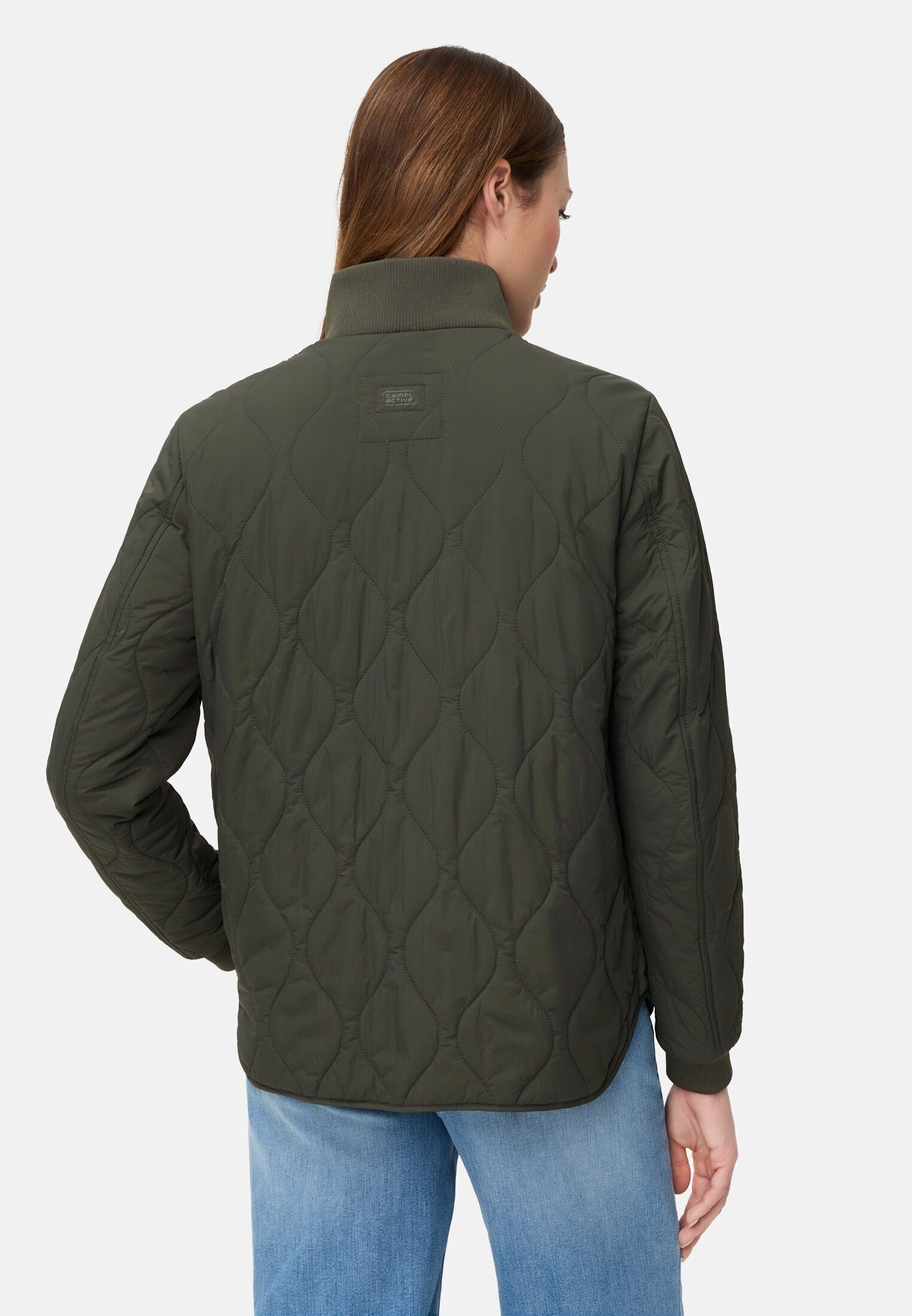 camel active Steppjacke mit Taschen Langarm Stehkragen Markenlabel günstig online kaufen