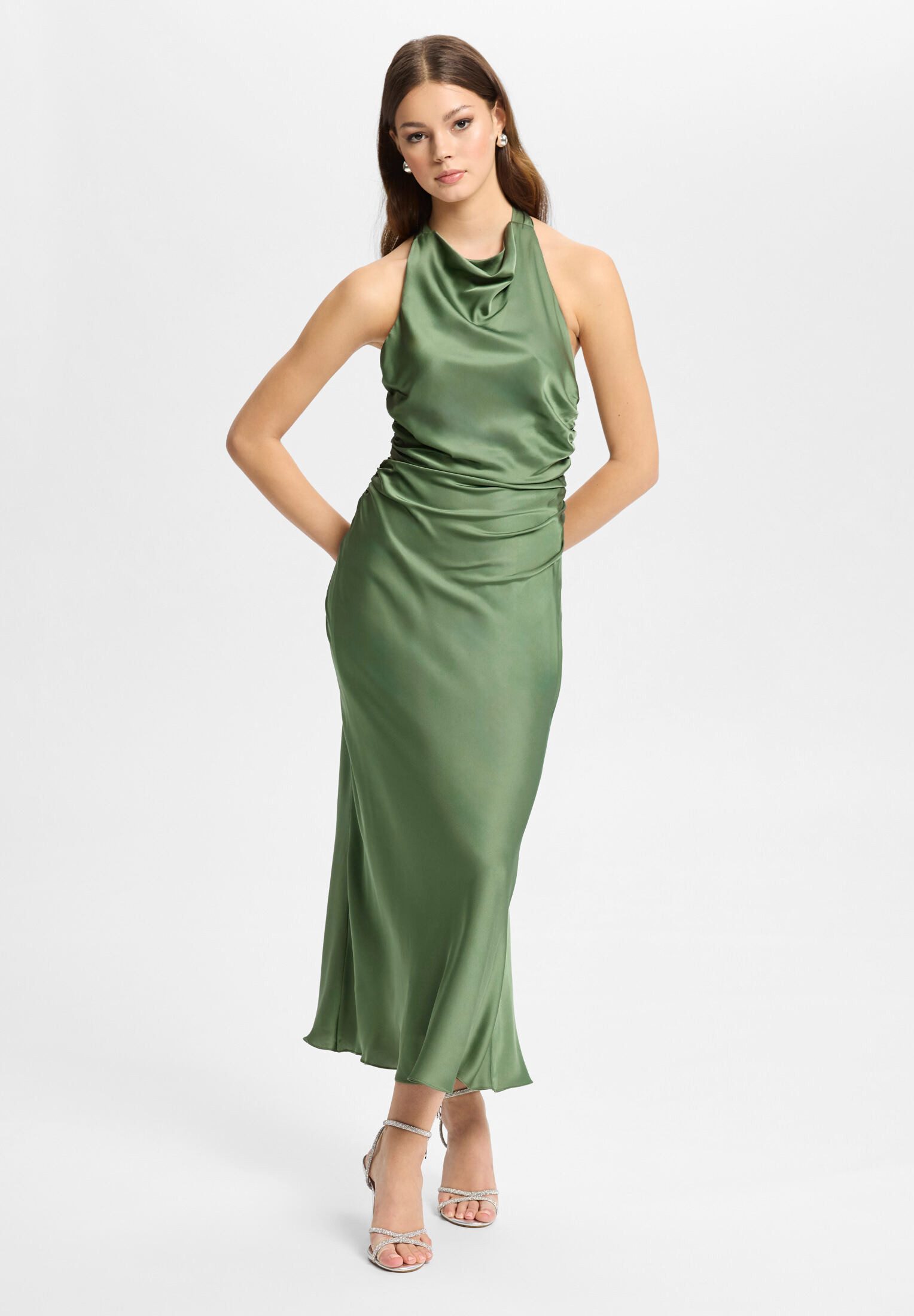 Hey Kyla Cocktailkleid - Midikleid aus Satin mit Rückenausschnitt Figurbetonte Passform