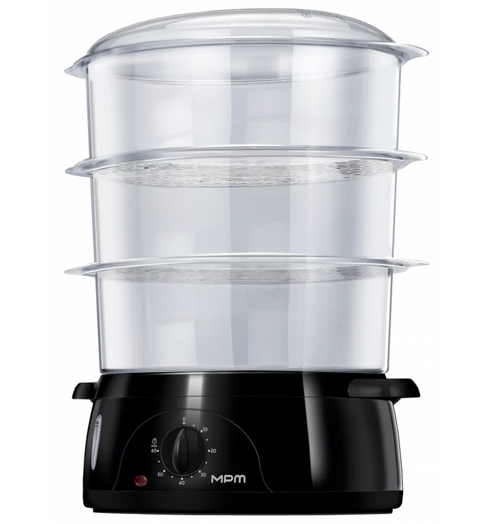 MPM Dampfgarer MPA-02, 800 W, 3 Garebenen, Reisbehälter, Wasserstandsanzeige, Signalton