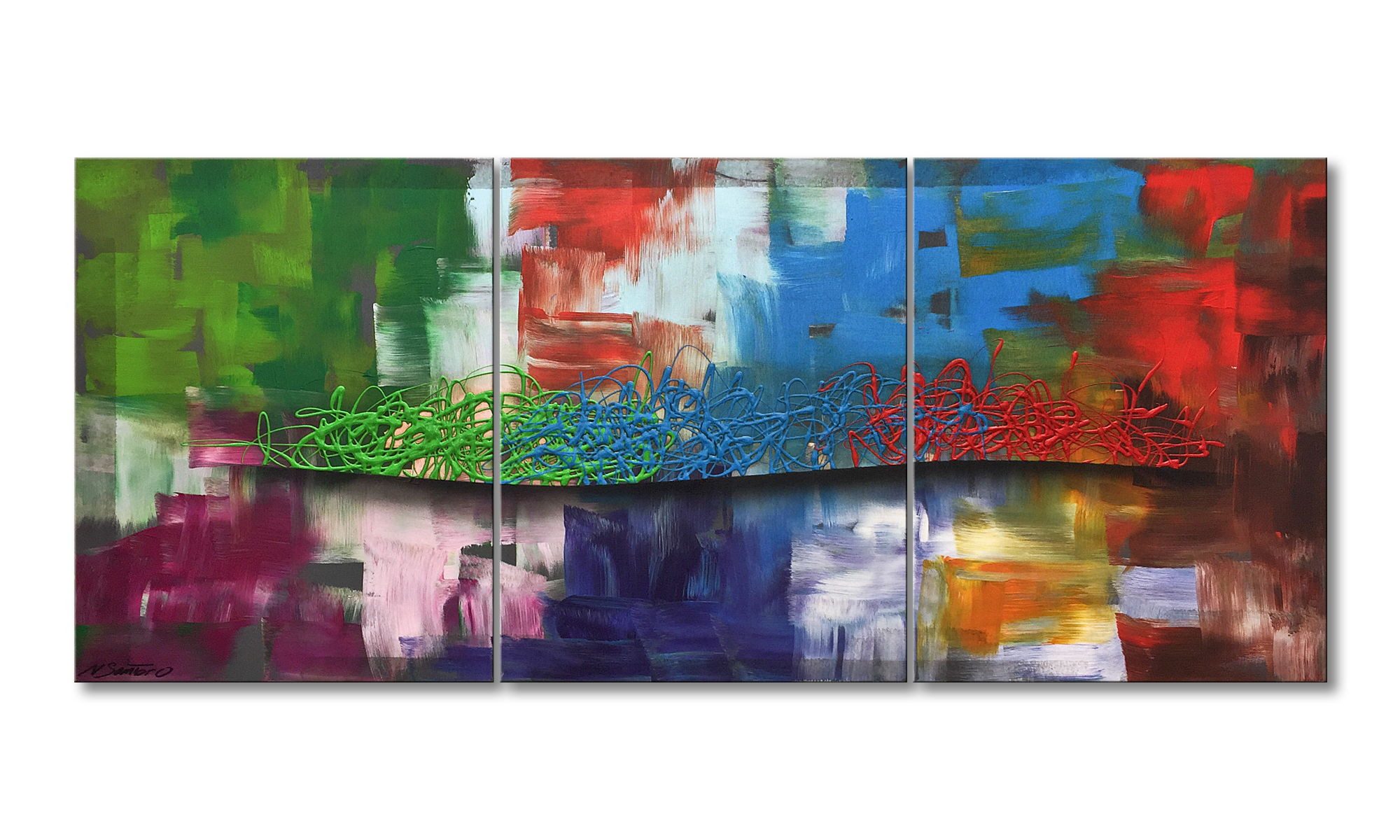 WandbilderXXL Gemälde Color Storm 150 x 65 cm, Abstraktes Gemälde, handgemaltes Unikat