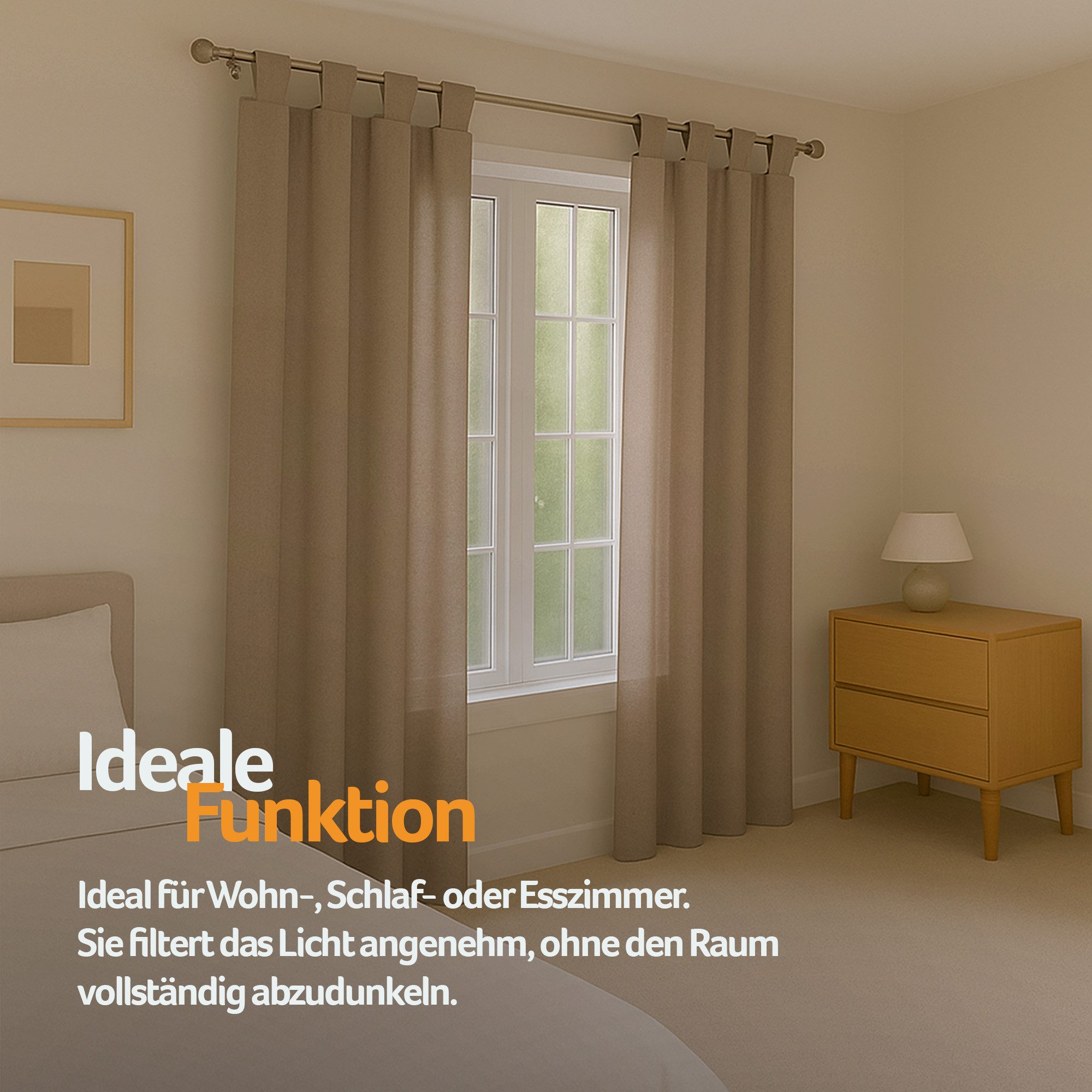 Bestlivings Gardine "Ellen" mit Schlaufen (2 St), Schlaufe, blickdicht, Polyester, einfarbig, modern, waschbar bei 30°C – Bild 4 von 5