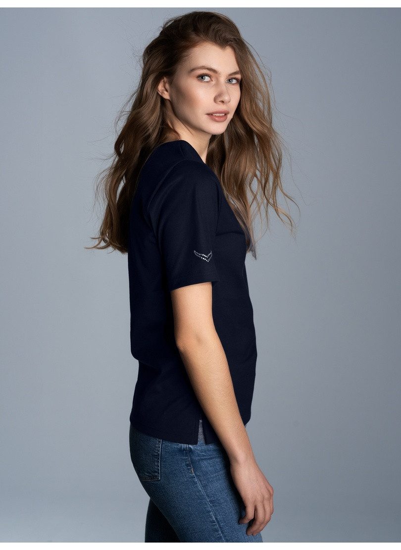 T-Shirt TRIGEMA T-Shirt DELUXE Baumwolle mit Kristallsteinen