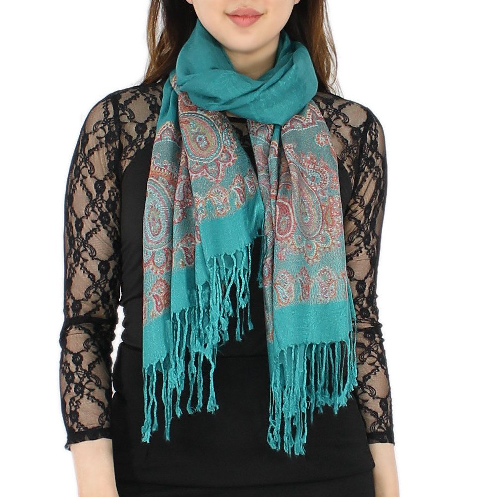 dy_mode Modeschal Eleganter Damen Schal Stola Schultertuch im Paisley Muster, mit Fransen – Bild 2 von 5