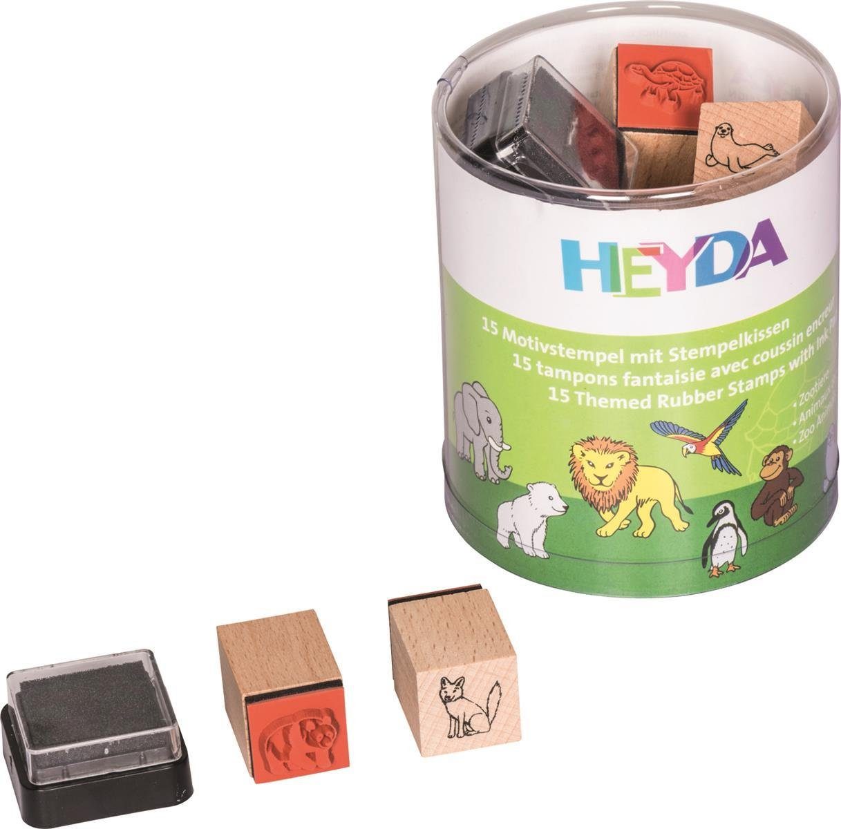 Heyda 204888491 Stempel-Set "Zoo-Tiere" Stempelkissen