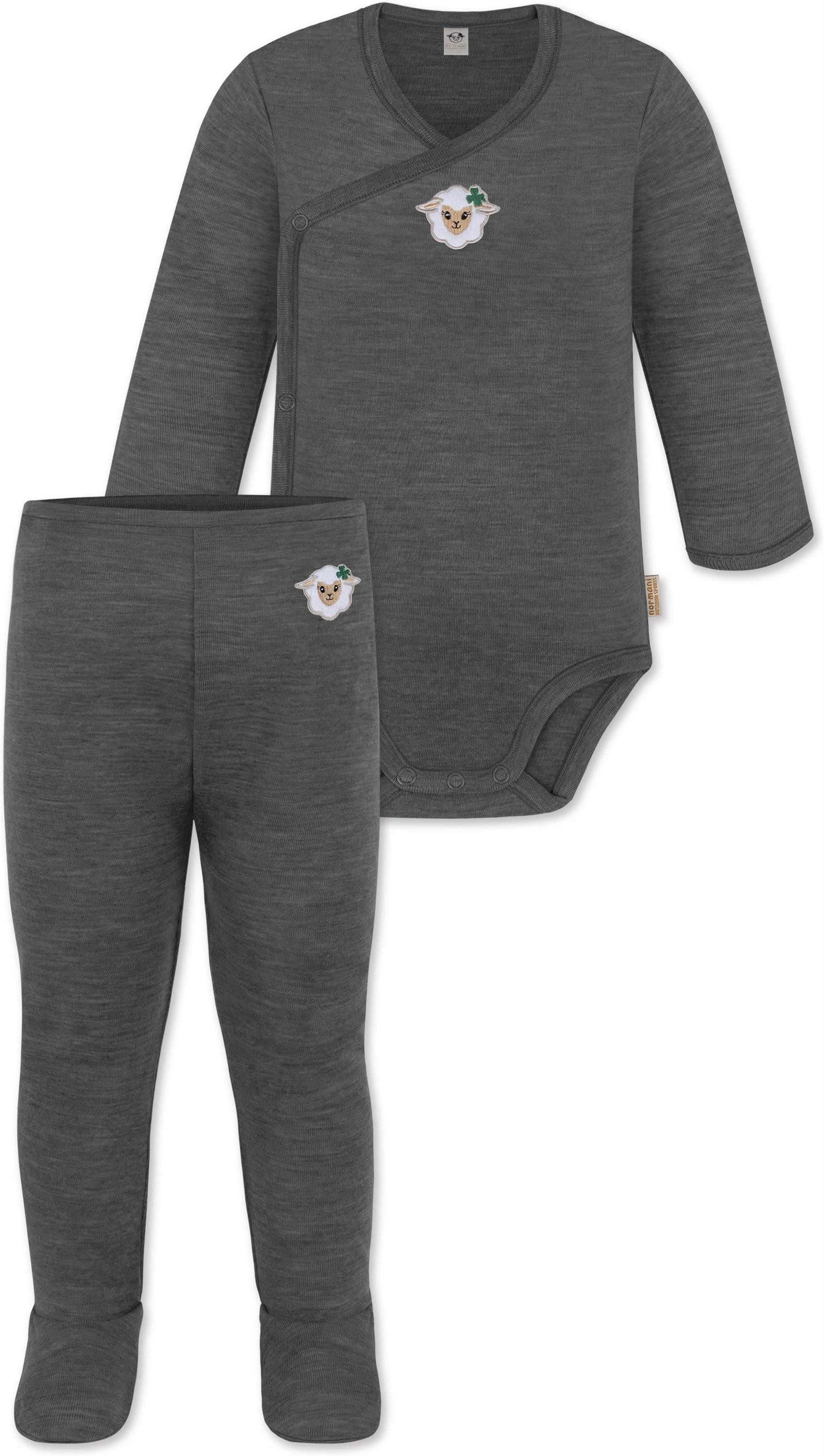 Langarmwickelbody Baby Merino Langarm Wickelbody und Merino Hose