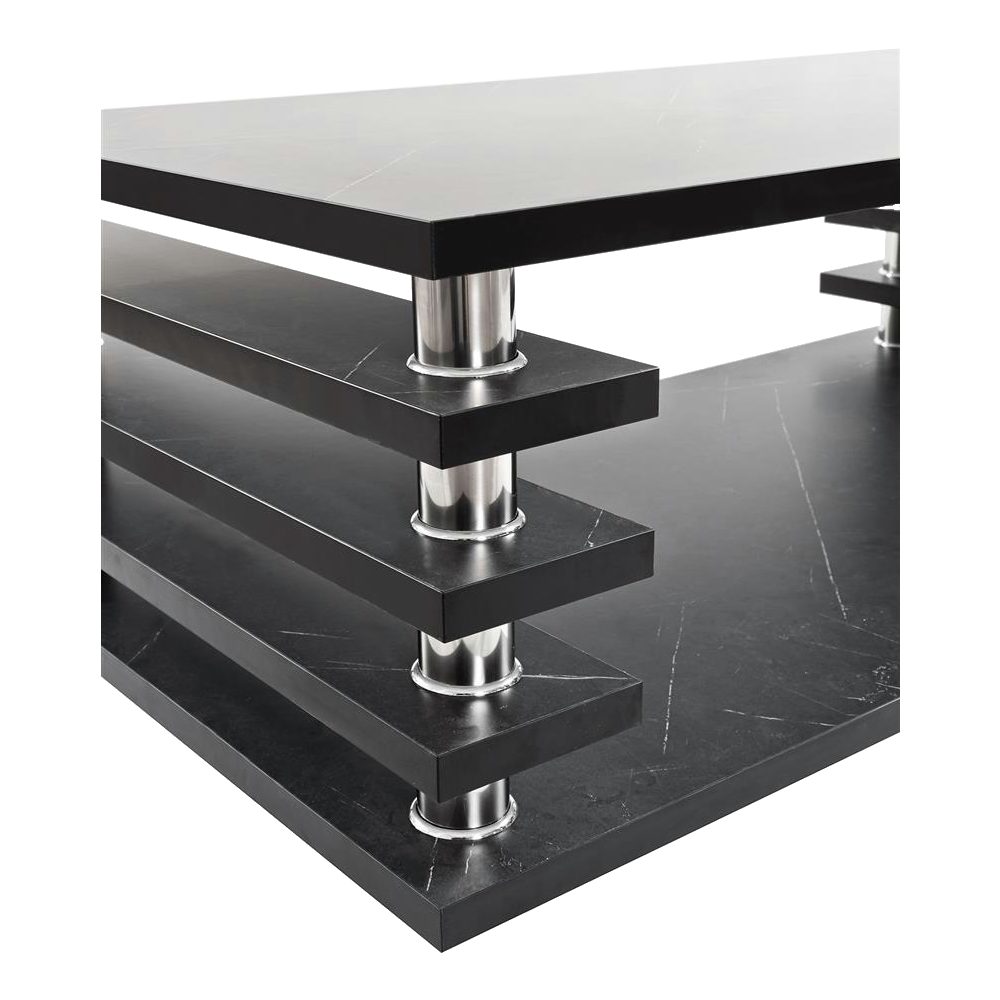 HOOZ Couchtisch Couchtisch mit Rollen 115x65cm - Marmor-Optik in schwarz günstig online kaufen