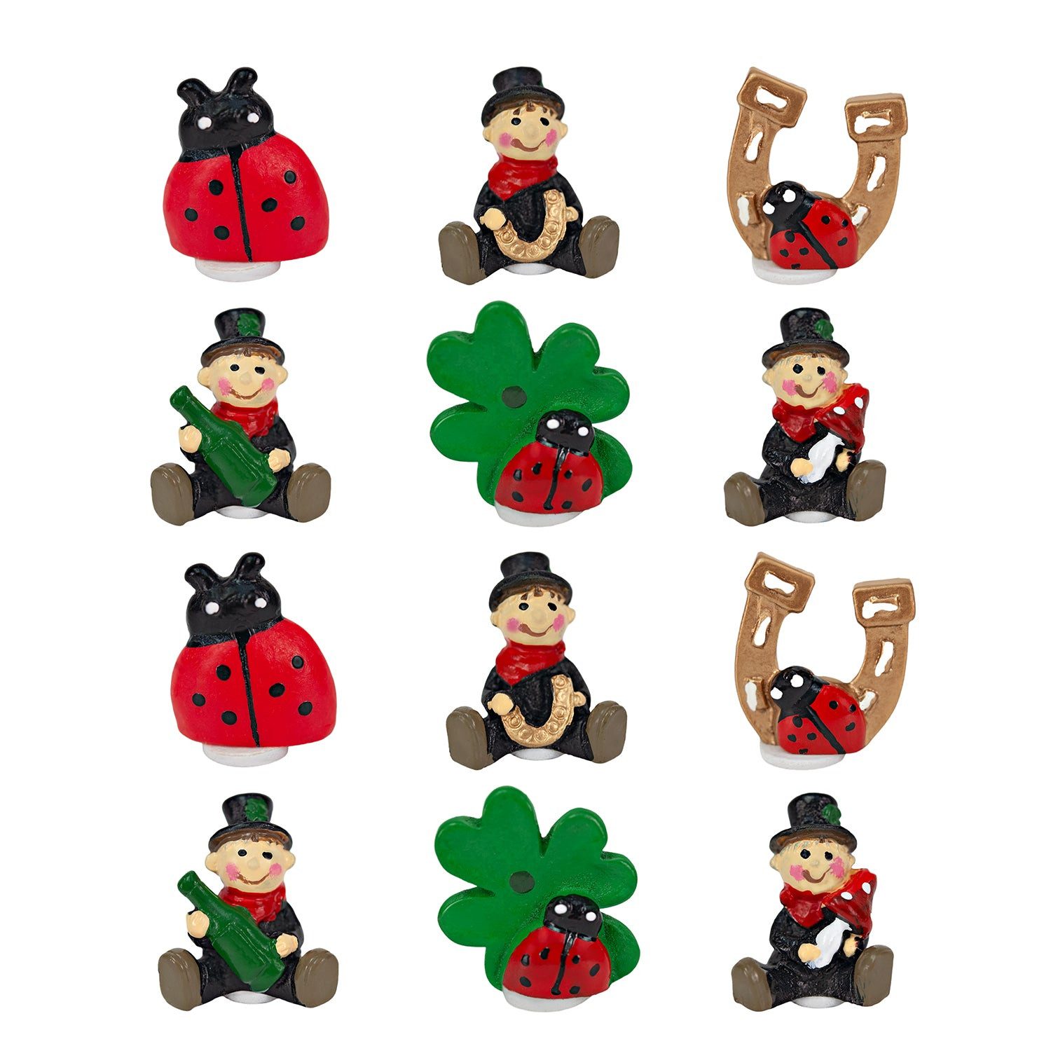 Logbuch-Verlag Dekofigur 12er Set Streudeko Silvester Glückssymbole ca. 2 bis 3 cm