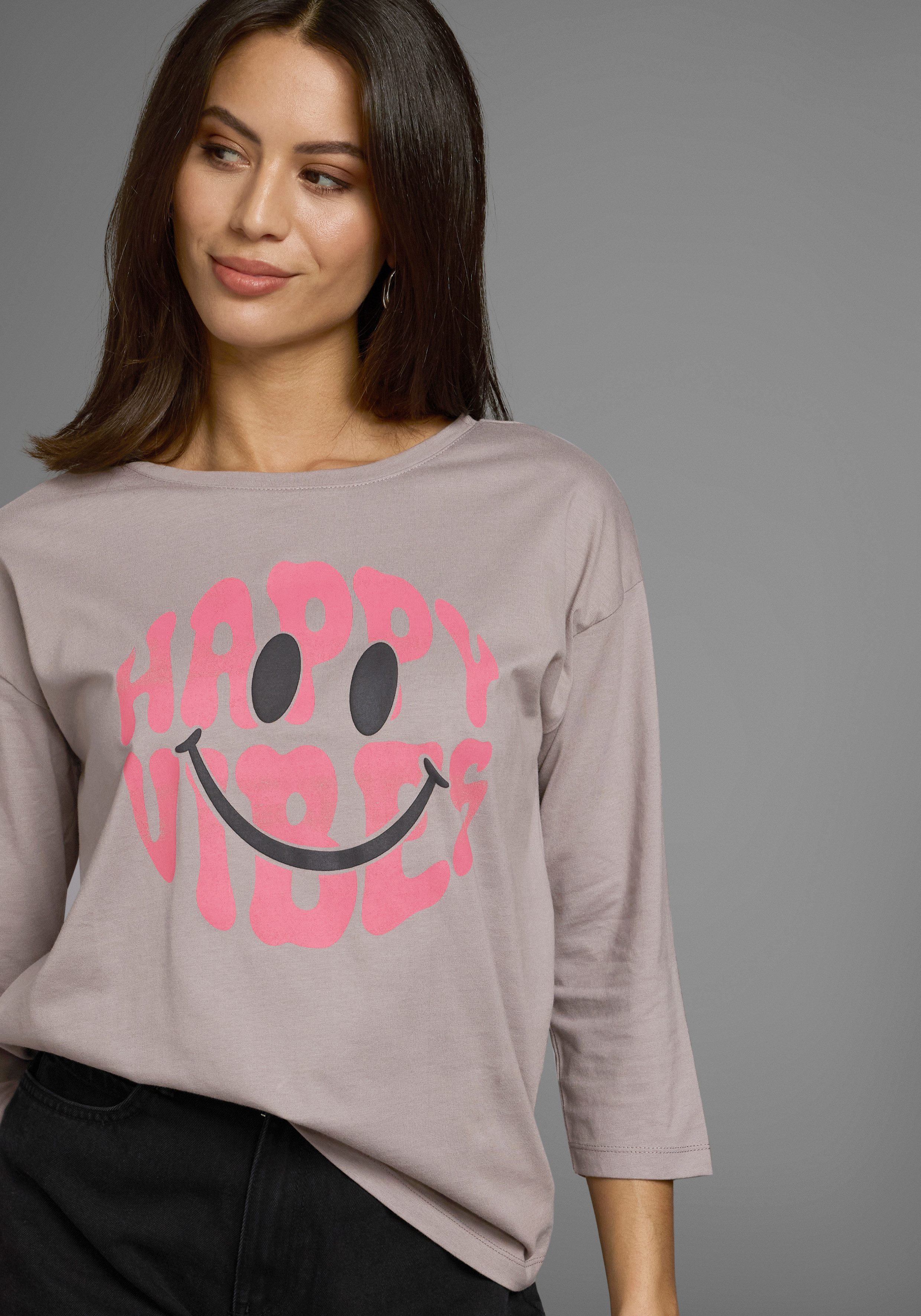 Laura Scott 3/4-Arm-Shirt mit fröhlichem Frontprint günstig online kaufen