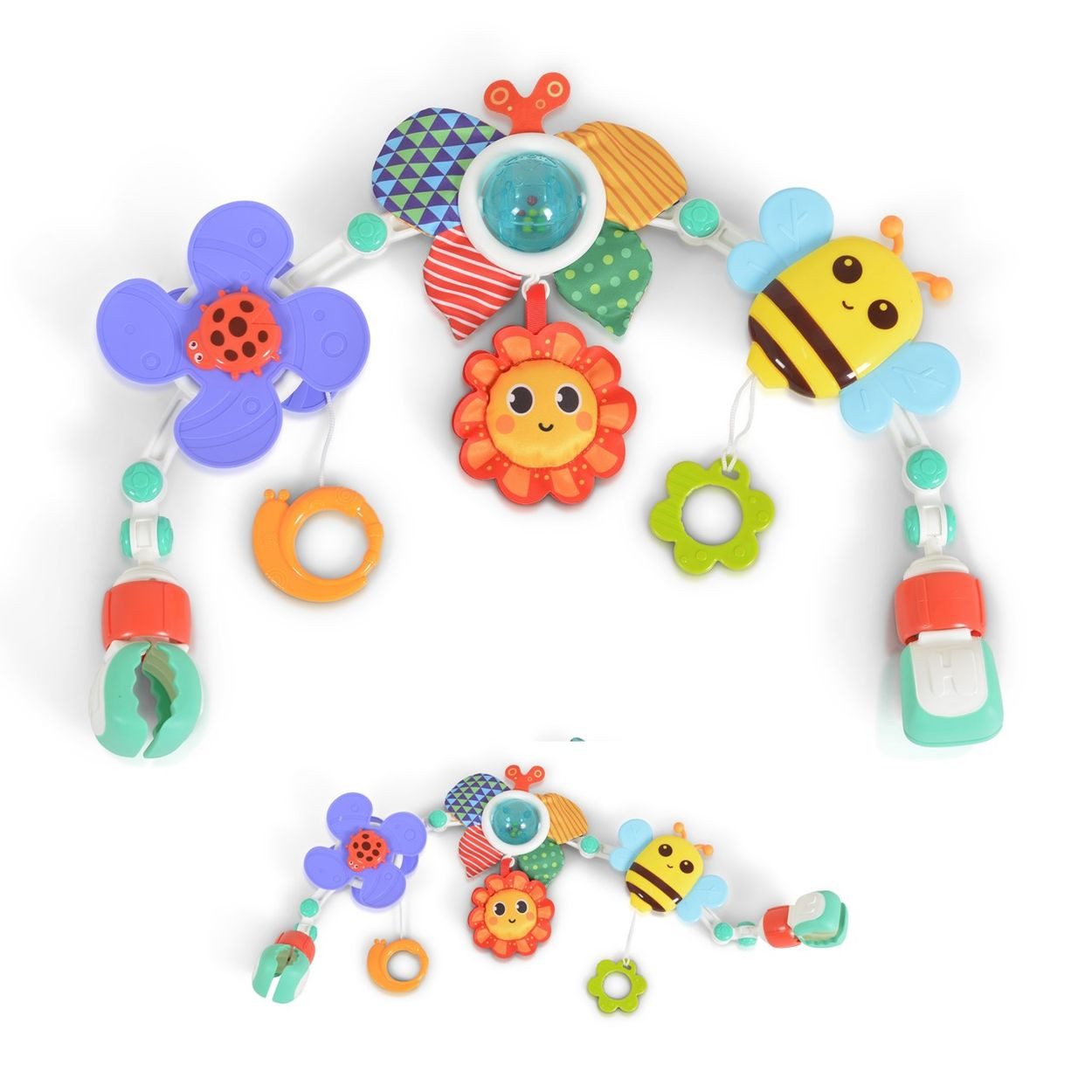 Moni Spielbogen Spielbogen für Kinderbett, Kinderwagen, Spielmatte Rassel Beißring Motorik