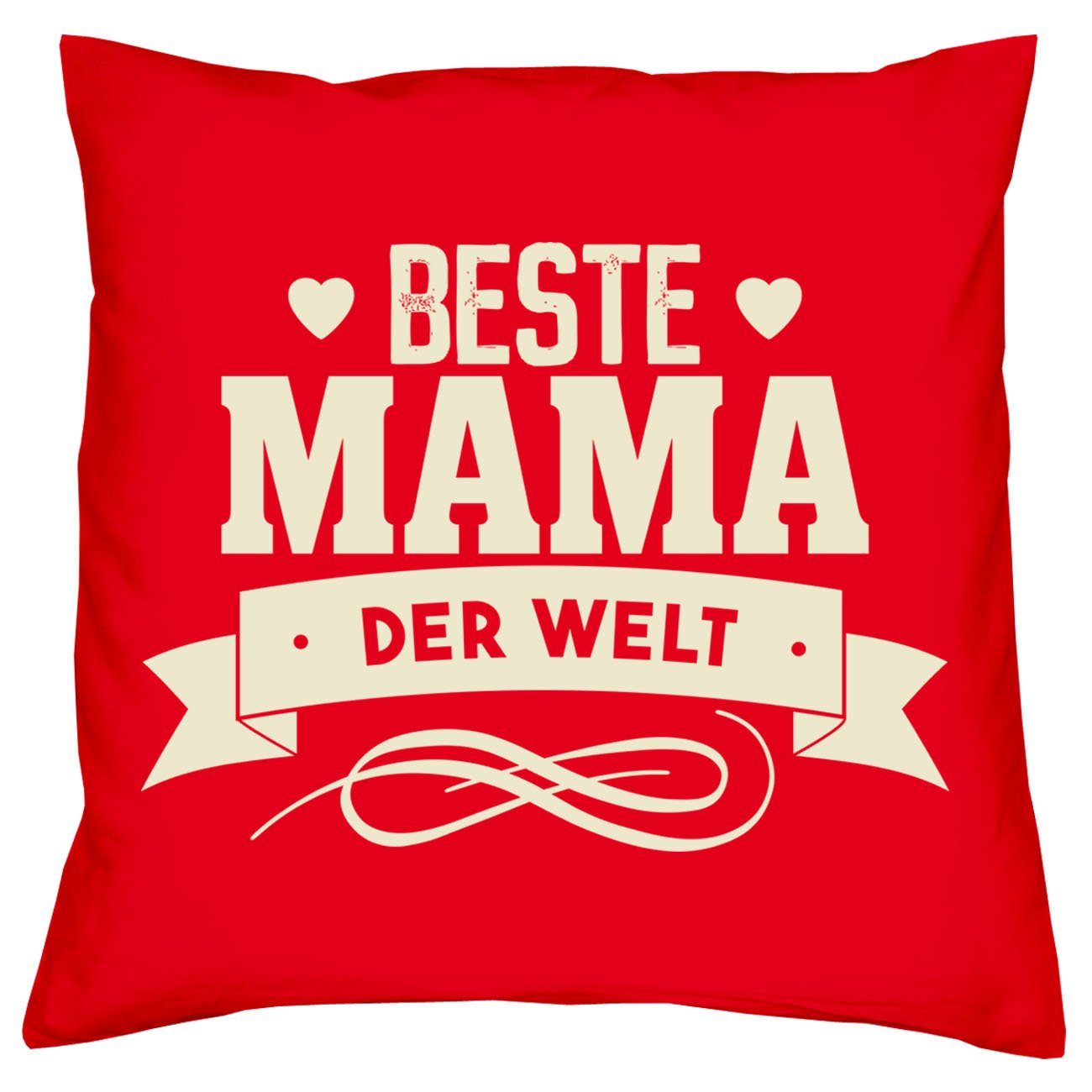 Soreso® Dekokissen Kissen Beste Mama der Welt & Urkunde, Geschenkidee Weihnachtsgeschenk rot