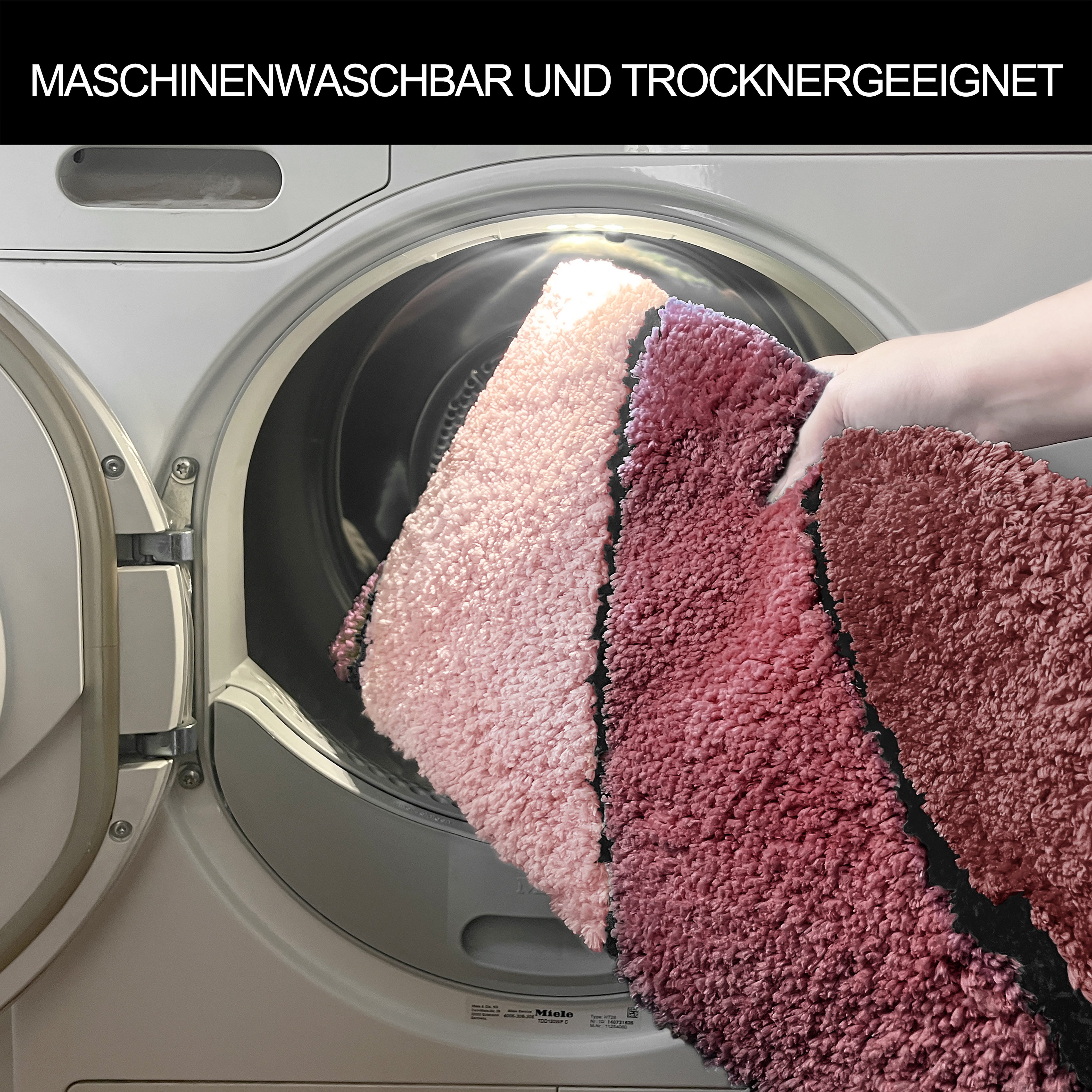 OTTO home Badematte Josie, Badvorleger, Badezimmer Teppich, Höhe 20 mm, rutschhemmend beschichtet, schnell trocknend, strapazierfähig, fußbodenheizungsgeeignet, Polyester, halbrund, Badteppich, Badematten, rechteckig, rund & als 3-tlg. Set erhältlich