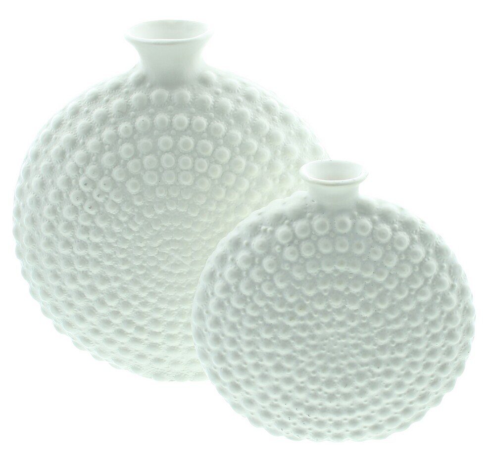 Home-trends24.de Dekovase Vase Porzellan Deko Tischdeko Blumenvase Weiß Pflanzen Bodenvase (2 St)