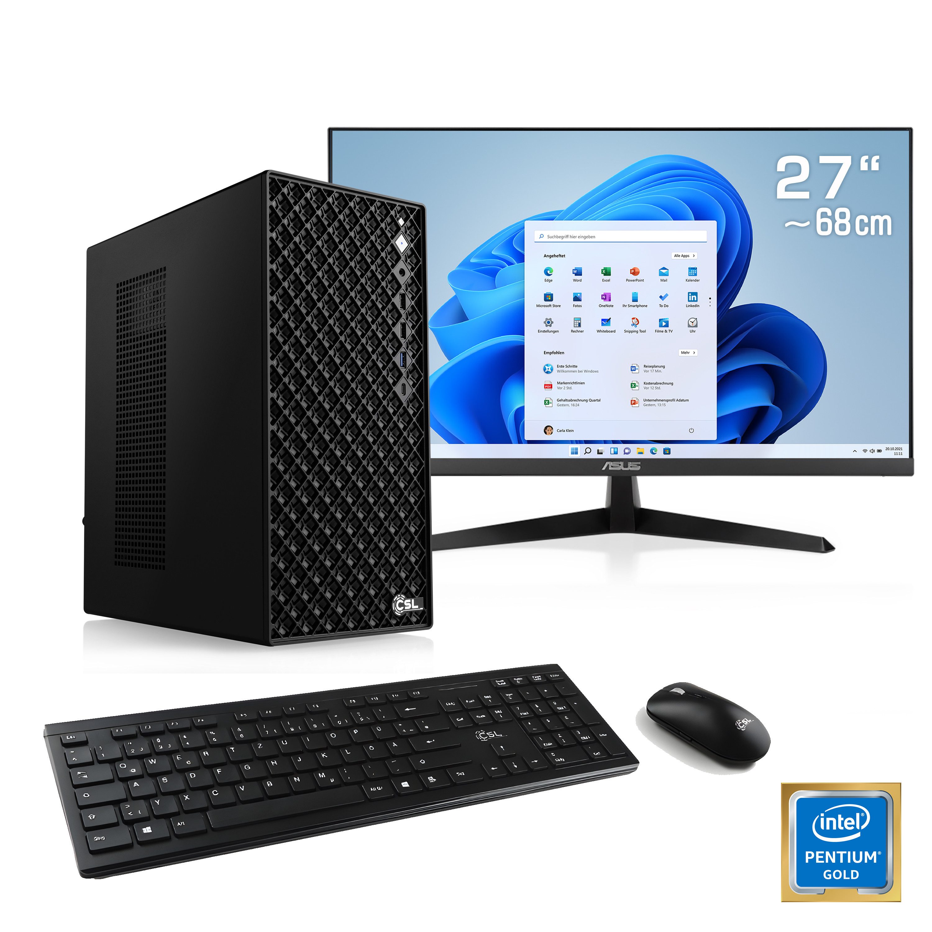 CSL Mystic V24567 PC-Komplettsystem (27", Intel® Pentium Gold G7400, 32 GB RAM, 1000 GB SSD)