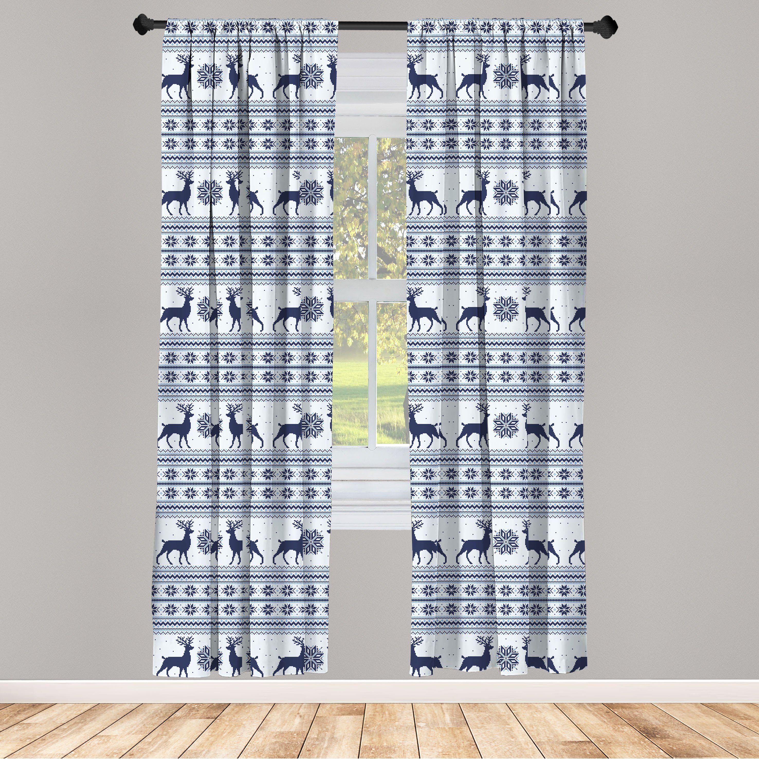 Gardine Vorhang Pixelkunstart nordisch für Microfaser, Wohnzimmer Schlafzimmer Abakuhaus, Reindeer Dekor