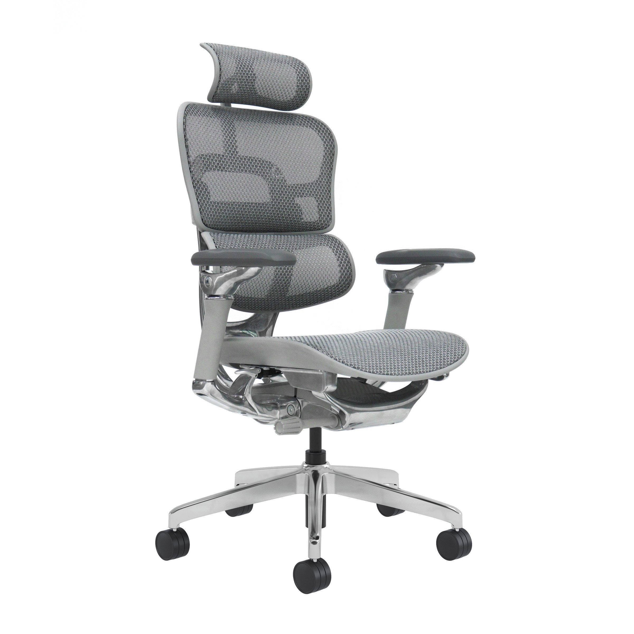 LMG Germany Bürostuhl Ergonomischer Bürostuhl mit Kopfstütze und Lendenwirbelstütze, Ergonomisch, 3D Kopfstütze, 8D Armlehnen, Lendenstütze, Aluminium