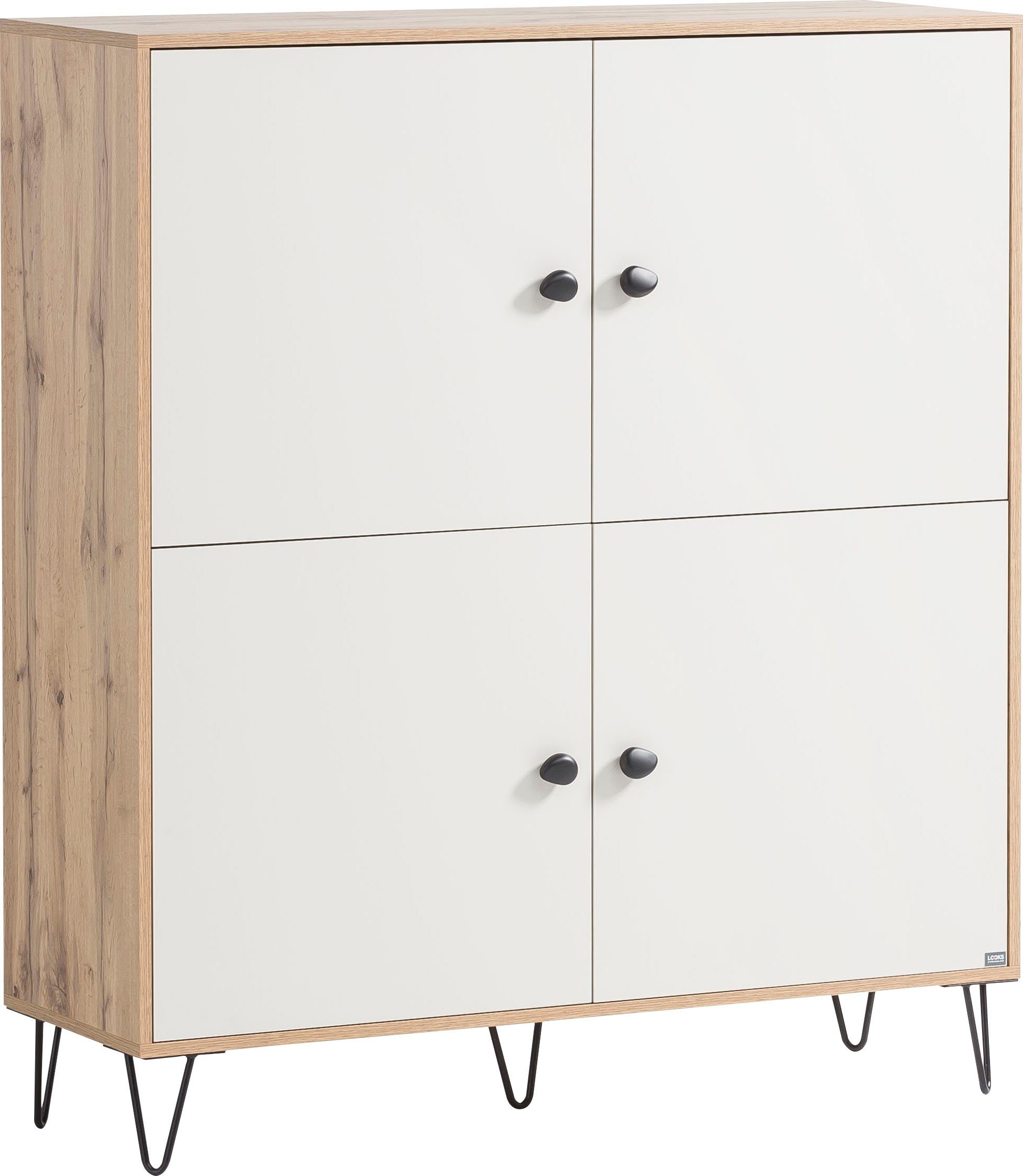 LOOKS by Wolfgang Joop Highboard Looks Organic, Mit hochwertigen Metallbeschlägen und Softclose-Scharnieren