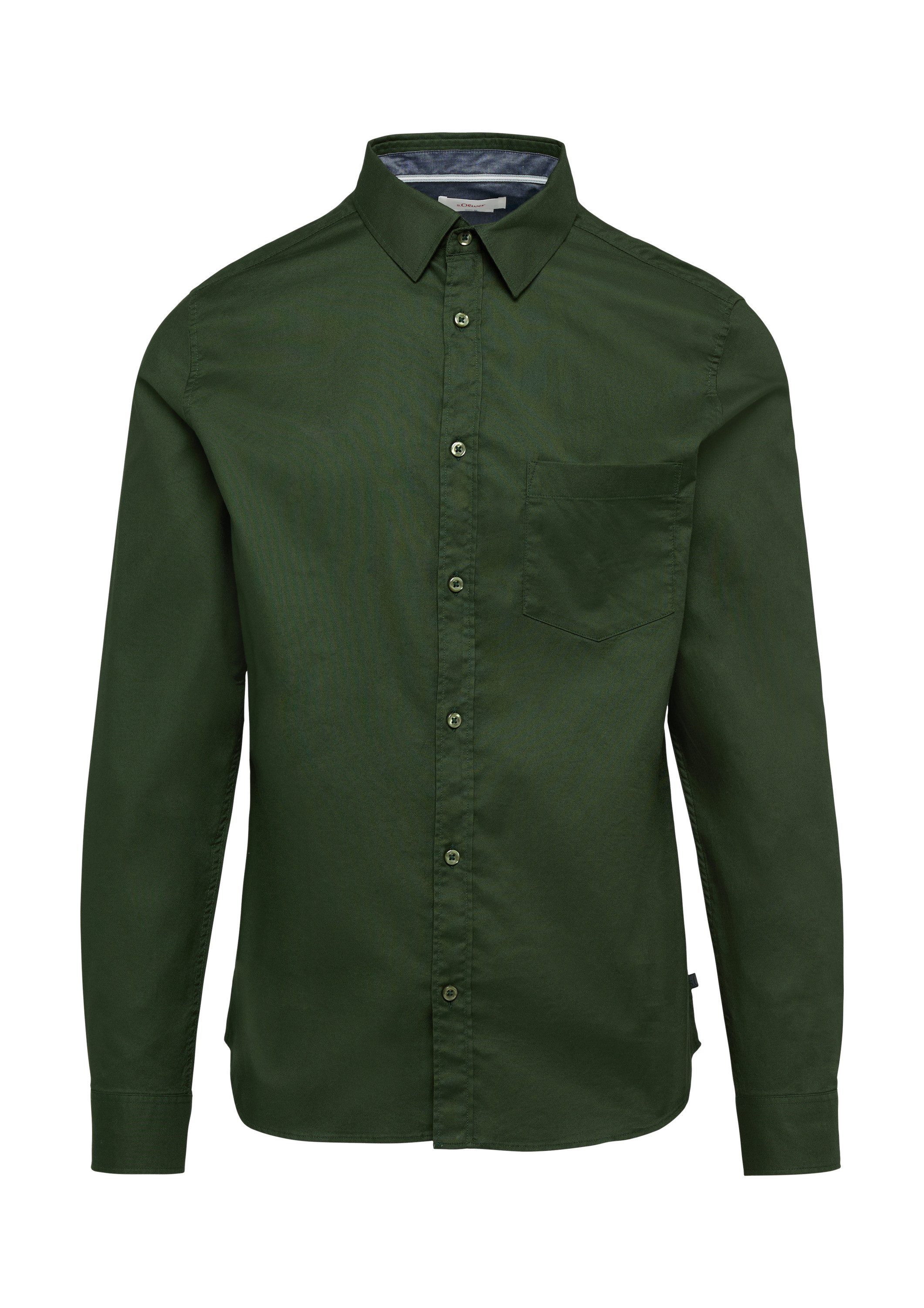 s.Oliver Langarmhemd Hemd Slim Fit: Strukturiertes Hemd mit Kentkragen